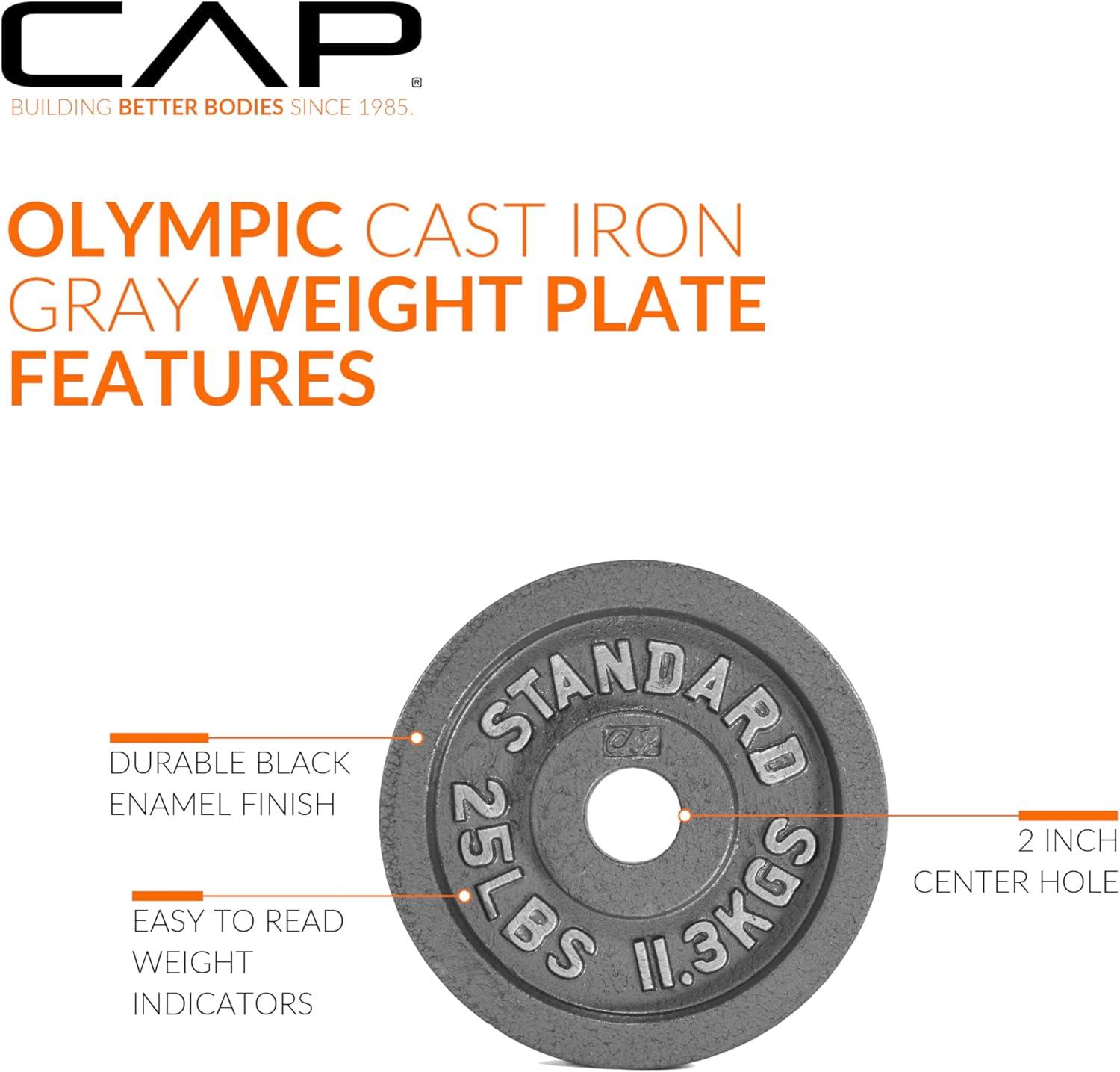 imageCAP Barbell 2Inch Olympic Weight Plate  Multiple OptionsClassic  Grey