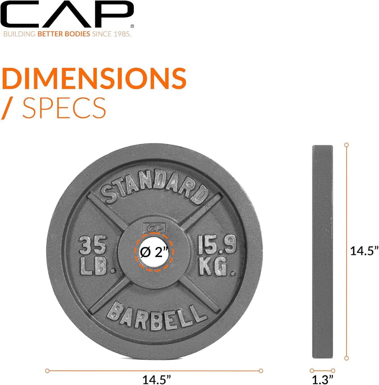 imageCAP Barbell 2Inch Olympic Weight Plate  Multiple OptionsClassic  Grey