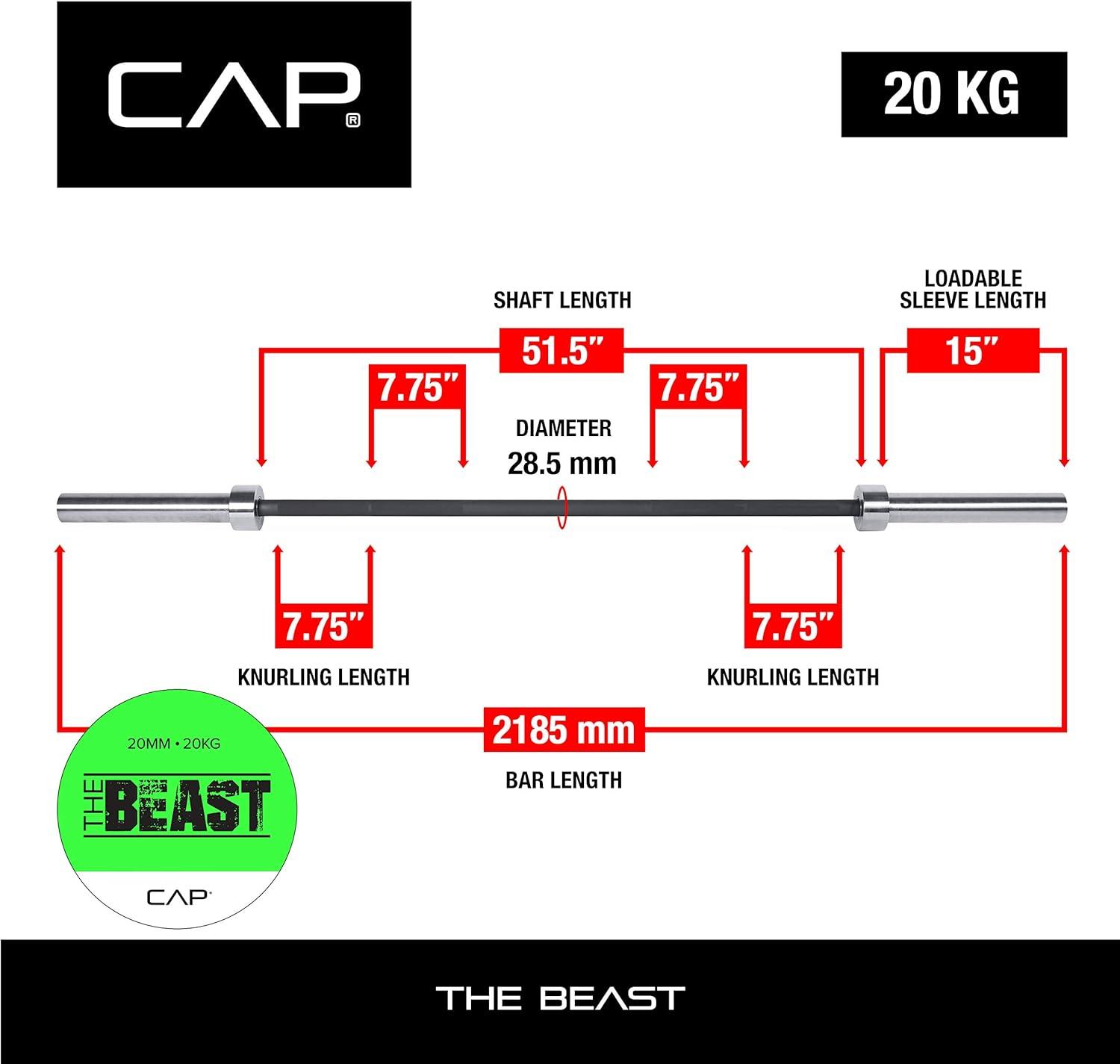 imageCAP Barbell 7Foot Olympic Barbell Pro Series  Olympic ampamp Power Bar OptionsBlackChrome  No Knurled Center New Packaging