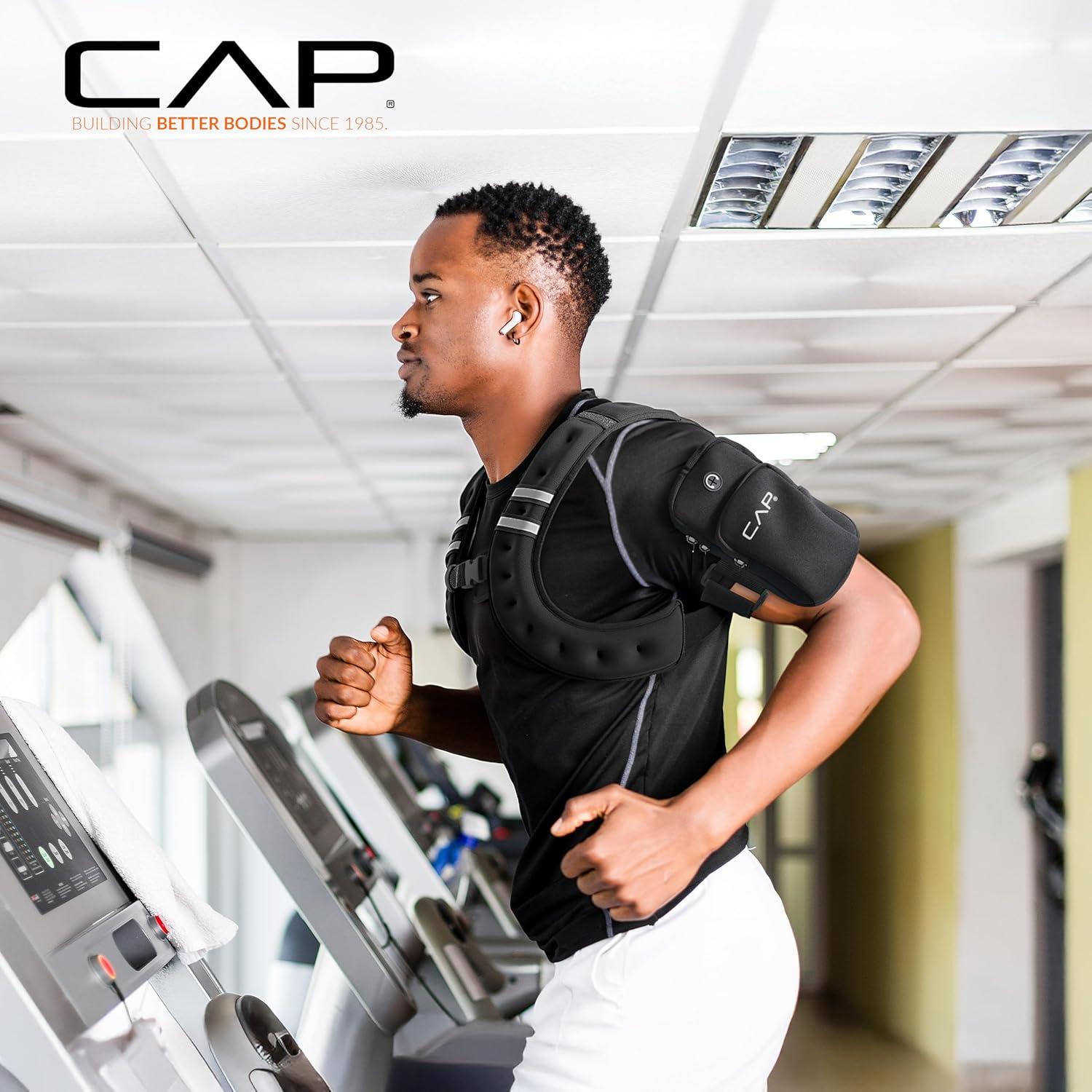 imageCAP Barbell 8LB Weighted Vest  Unisex Workout Vest with Phone Pouch Reflective Strips and Adjustable Fit for Walking Running Cardio and Strength Training  Black or BlueBlue