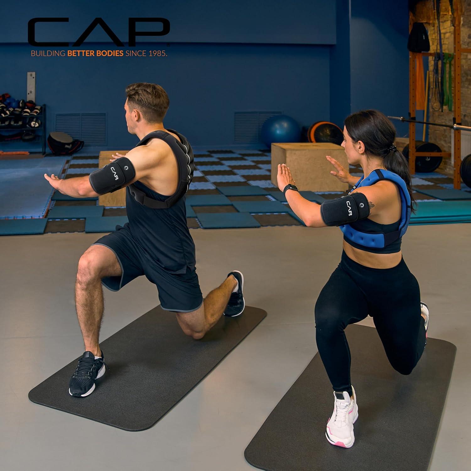 imageCAP Barbell 8LB Weighted Vest  Unisex Workout Vest with Phone Pouch Reflective Strips and Adjustable Fit for Walking Running Cardio and Strength Training  Black or BlueBlue
