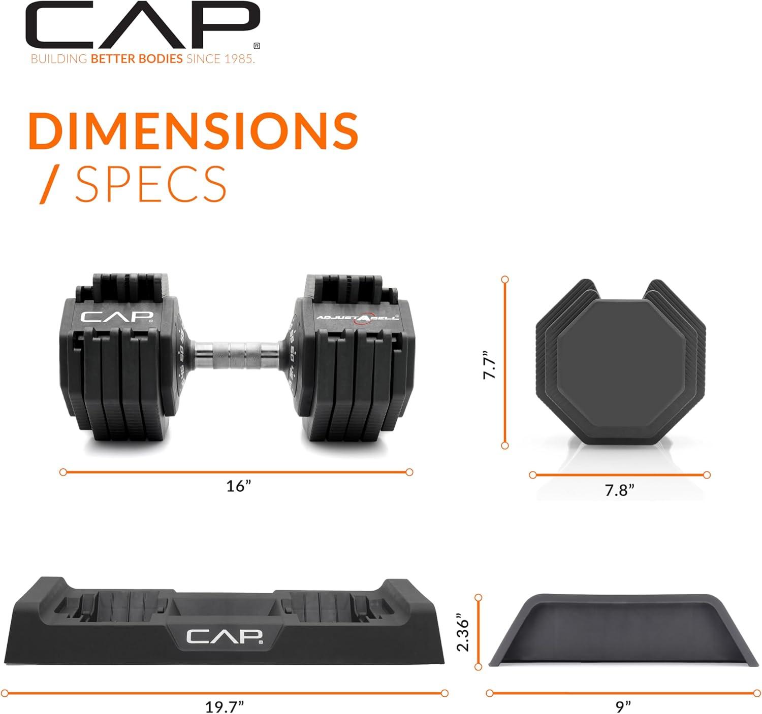 imageCAP Barbell ADJUSTABELL Adjustable 55 lb Hex Dumbbell Weights  Singles ampamp Pairs  Multiple Handle OptionsPair