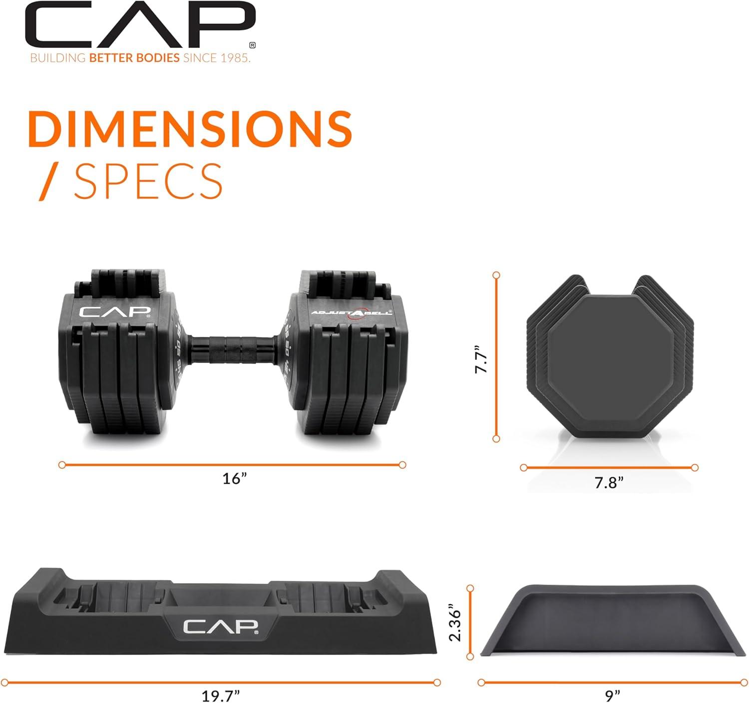 imageCAP Barbell ADJUSTABELL Adjustable 55 lb Hex Dumbbell Weights  Singles ampamp Pairs  Multiple Handle OptionsPair