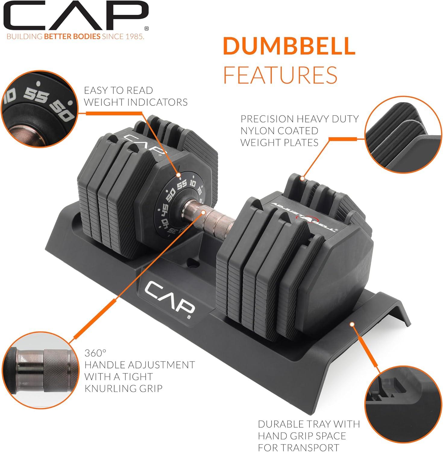 imageCAP Barbell ADJUSTABELL Adjustable 55 lb Hex Dumbbell Weights  Singles ampamp Pairs  Multiple Handle OptionsPair