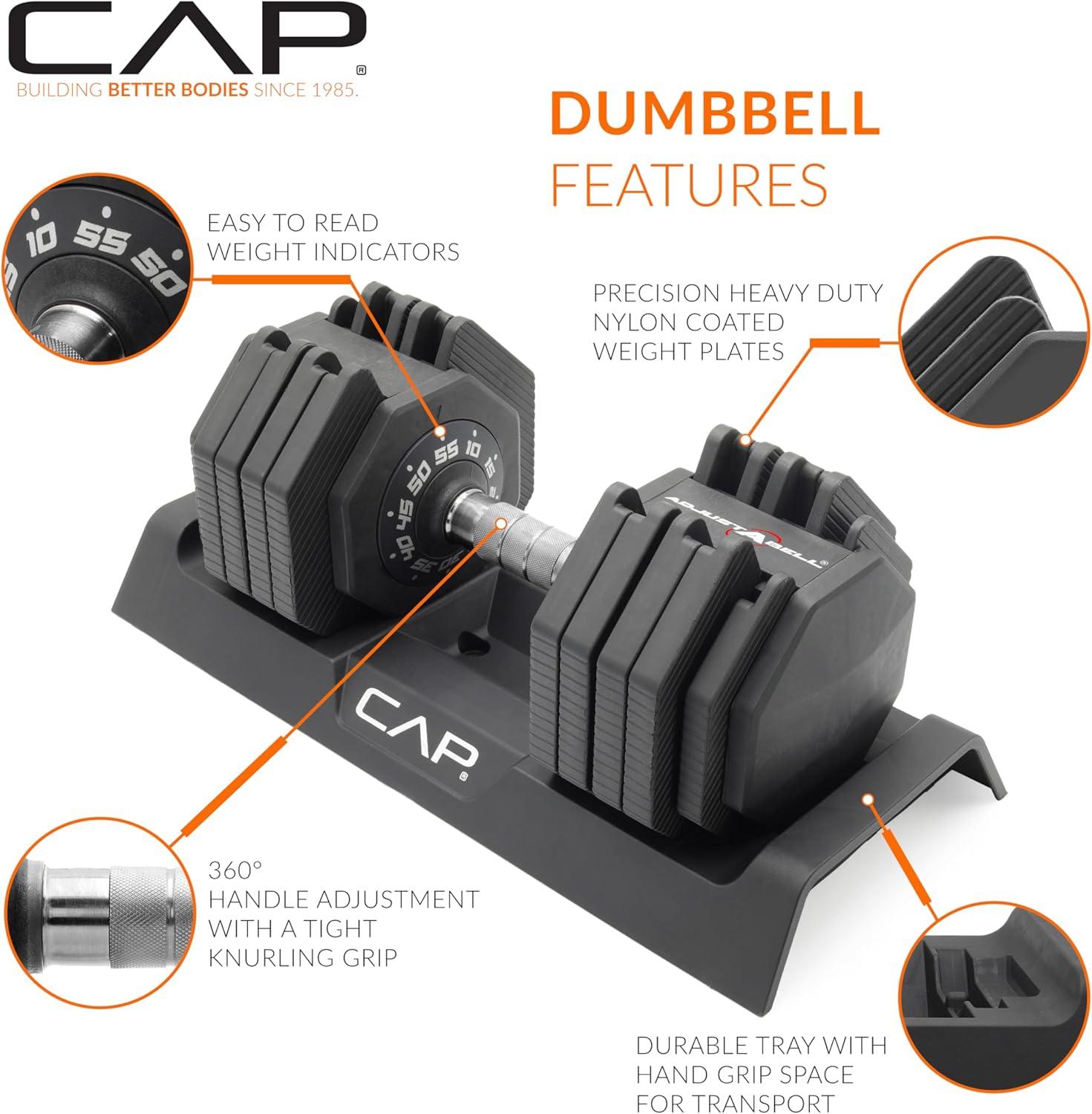 imageCAP Barbell ADJUSTABELL Adjustable 55 lb Hex Dumbbell Weights  Singles ampamp Pairs  Multiple Handle OptionsPair