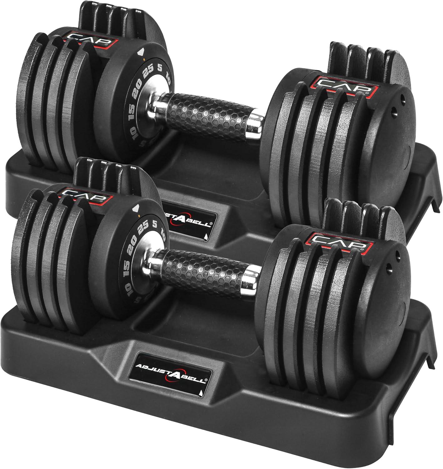 imageCAP Barbell ADJUSTABELL Adjustable Round Dumbbell Weights  Singles ampamp Pairs  125 lb 25 lb ampamp 55 lb  Multiple Handle OptionsPair