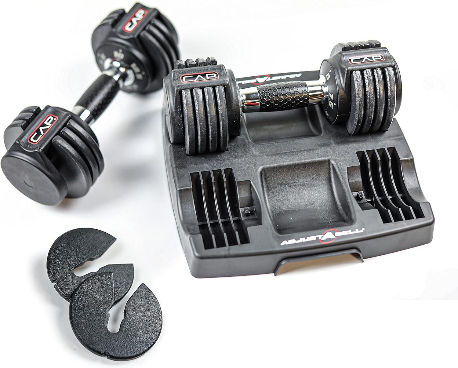 imageCAP Barbell ADJUSTABELL Adjustable Round Dumbbell Weights  Singles ampamp Pairs  125 lb 25 lb ampamp 55 lb  Multiple Handle OptionsPair