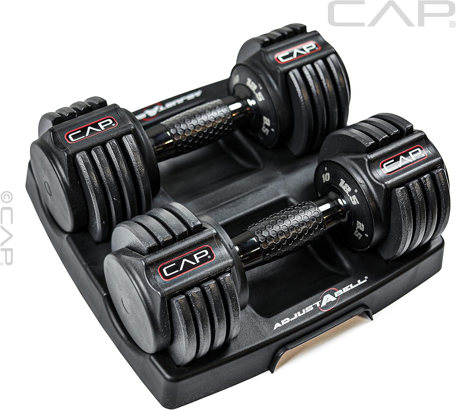 imageCAP Barbell ADJUSTABELL Adjustable Round Dumbbell Weights  Singles ampamp Pairs  125 lb 25 lb ampamp 55 lb  Multiple Handle OptionsPair