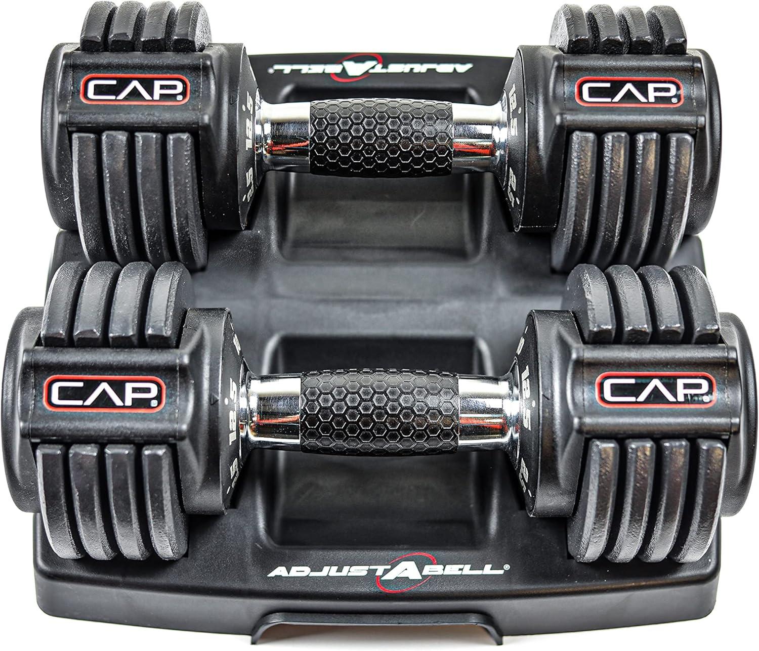 imageCAP Barbell ADJUSTABELL Adjustable Round Dumbbell Weights  Singles ampamp Pairs  125 lb 25 lb ampamp 55 lb  Multiple Handle OptionsPair