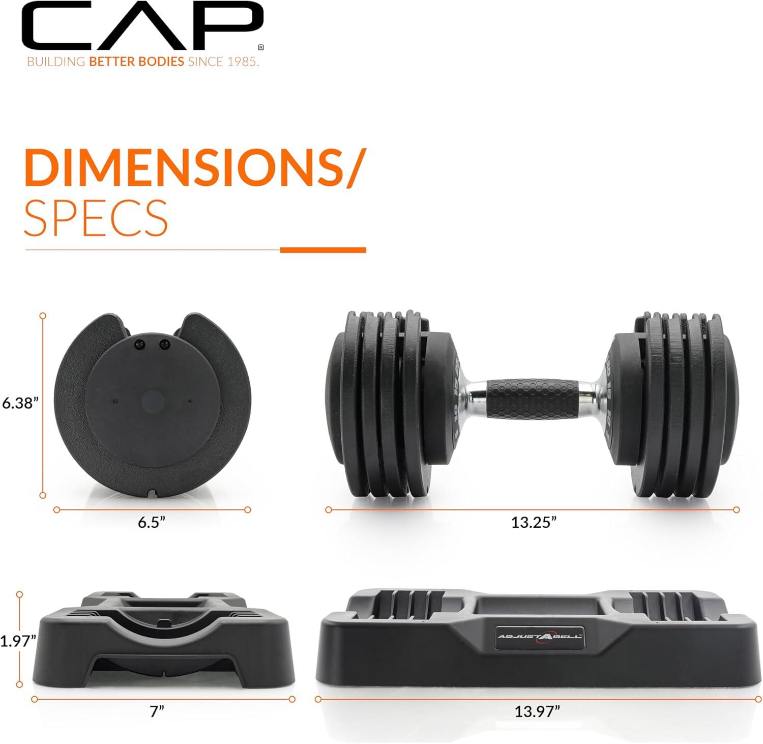imageCAP Barbell ADJUSTABELL Adjustable Round Dumbbell Weights  Singles ampamp Pairs  125 lb 25 lb ampamp 55 lb  Multiple Handle OptionsPair