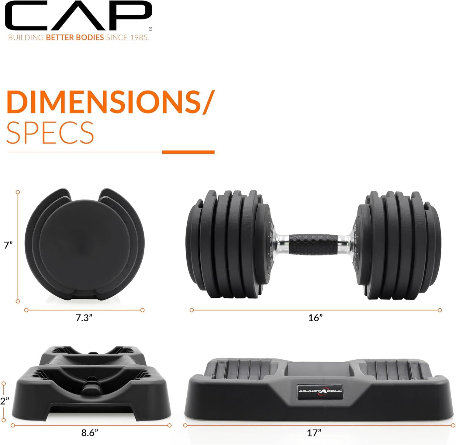 imageCAP Barbell ADJUSTABELL Adjustable Round Dumbbell Weights  Singles ampamp Pairs  125 lb 25 lb ampamp 55 lb  Multiple Handle OptionsPair