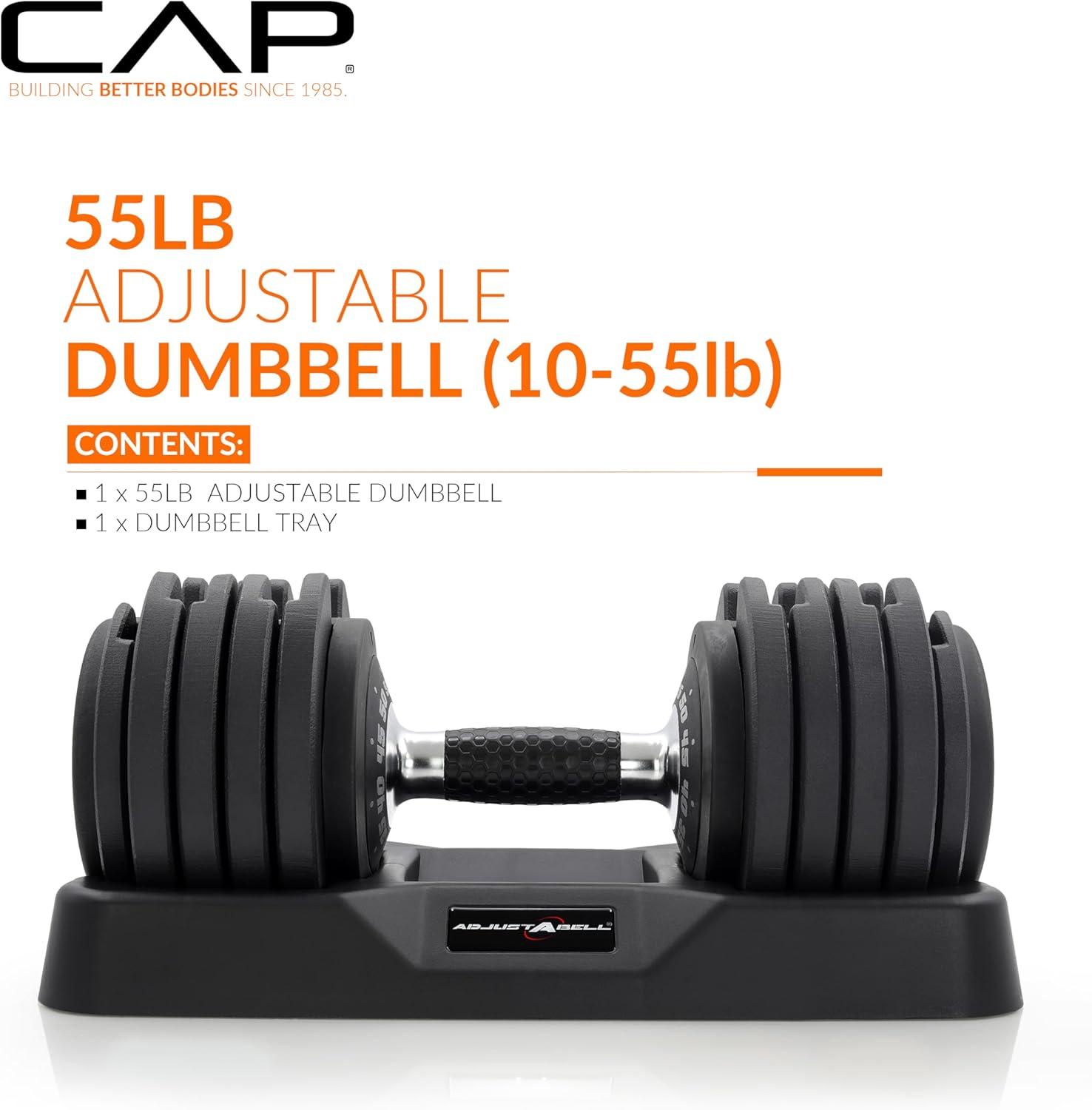 imageCAP Barbell ADJUSTABELL Adjustable Round Dumbbell Weights  Singles ampamp Pairs  125 lb 25 lb ampamp 55 lb  Multiple Handle OptionsSingle