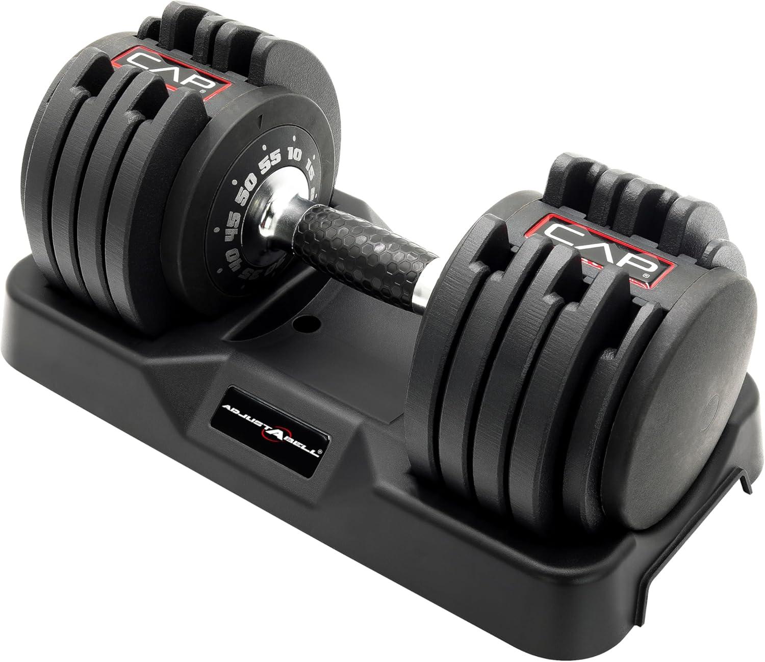imageCAP Barbell ADJUSTABELL Adjustable Round Dumbbell Weights  Singles ampamp Pairs  125 lb 25 lb ampamp 55 lb  Multiple Handle OptionsSingle