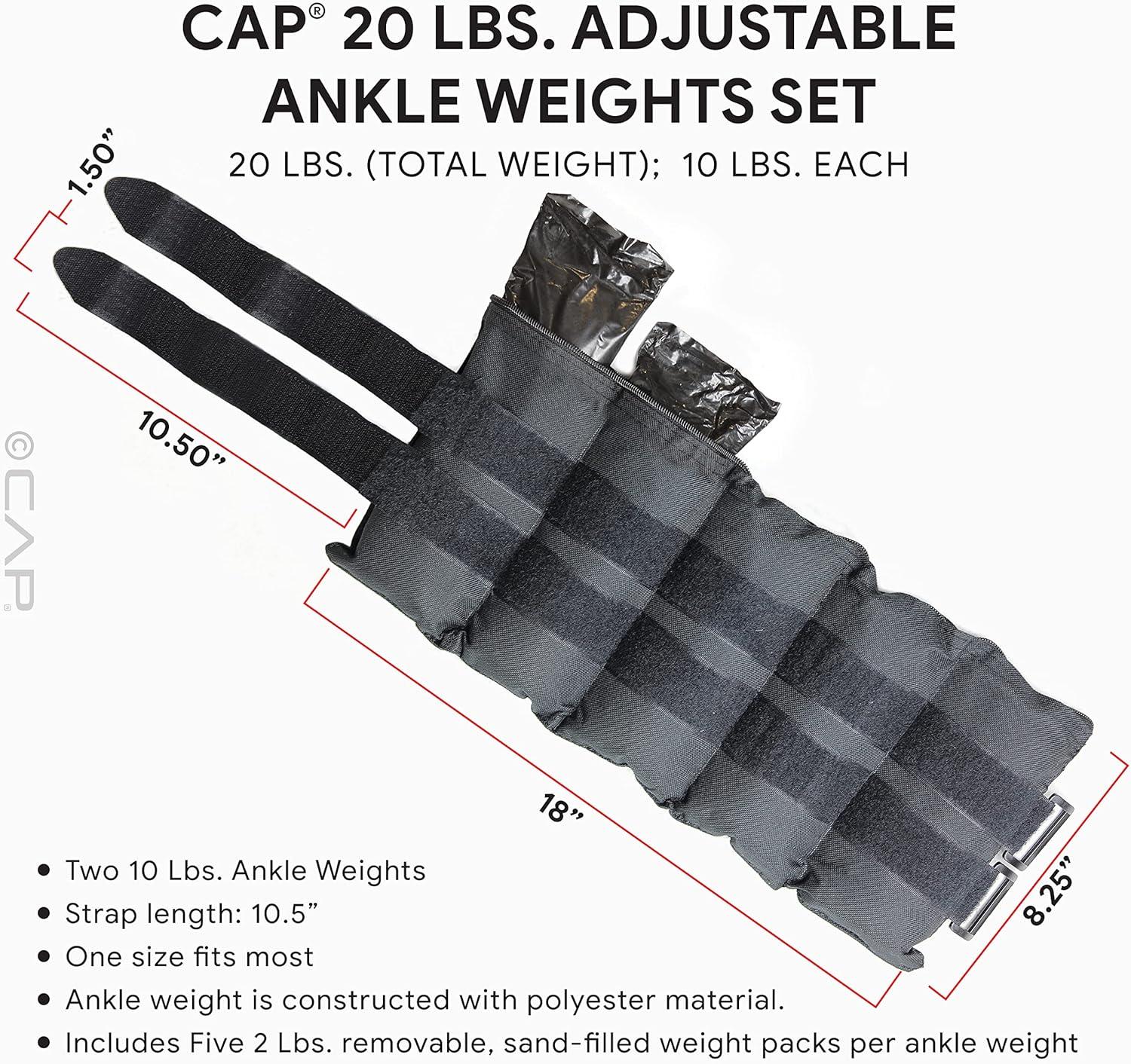 imageCAP Barbell Adjustable Ankle Weights 1020lb Pair  Black20Pounds