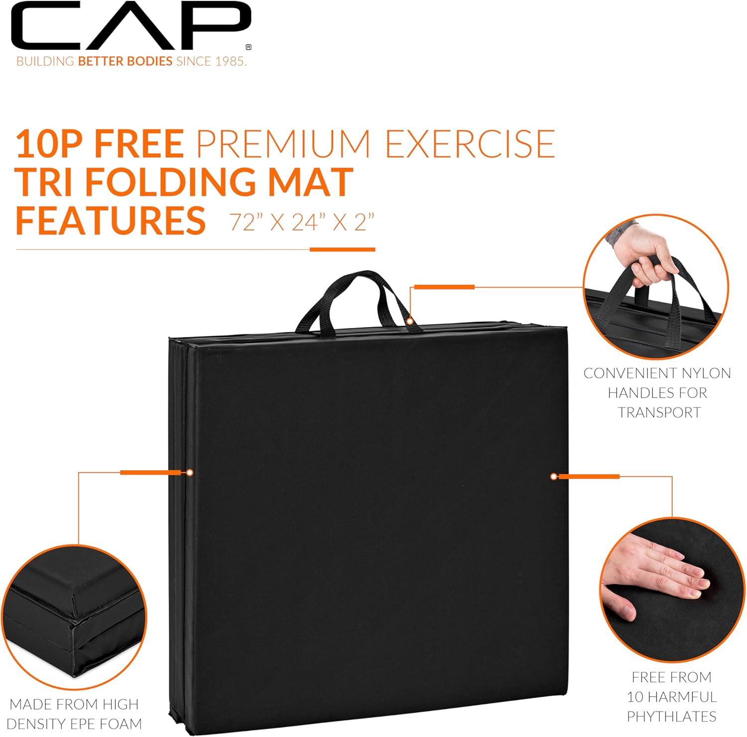 imageCAP Barbell All Purpose Folding Anti Tear Exercise Training Aerobic Fitness Gym ampamp Gymnastics Balance Mat  Multiple colorsBlack