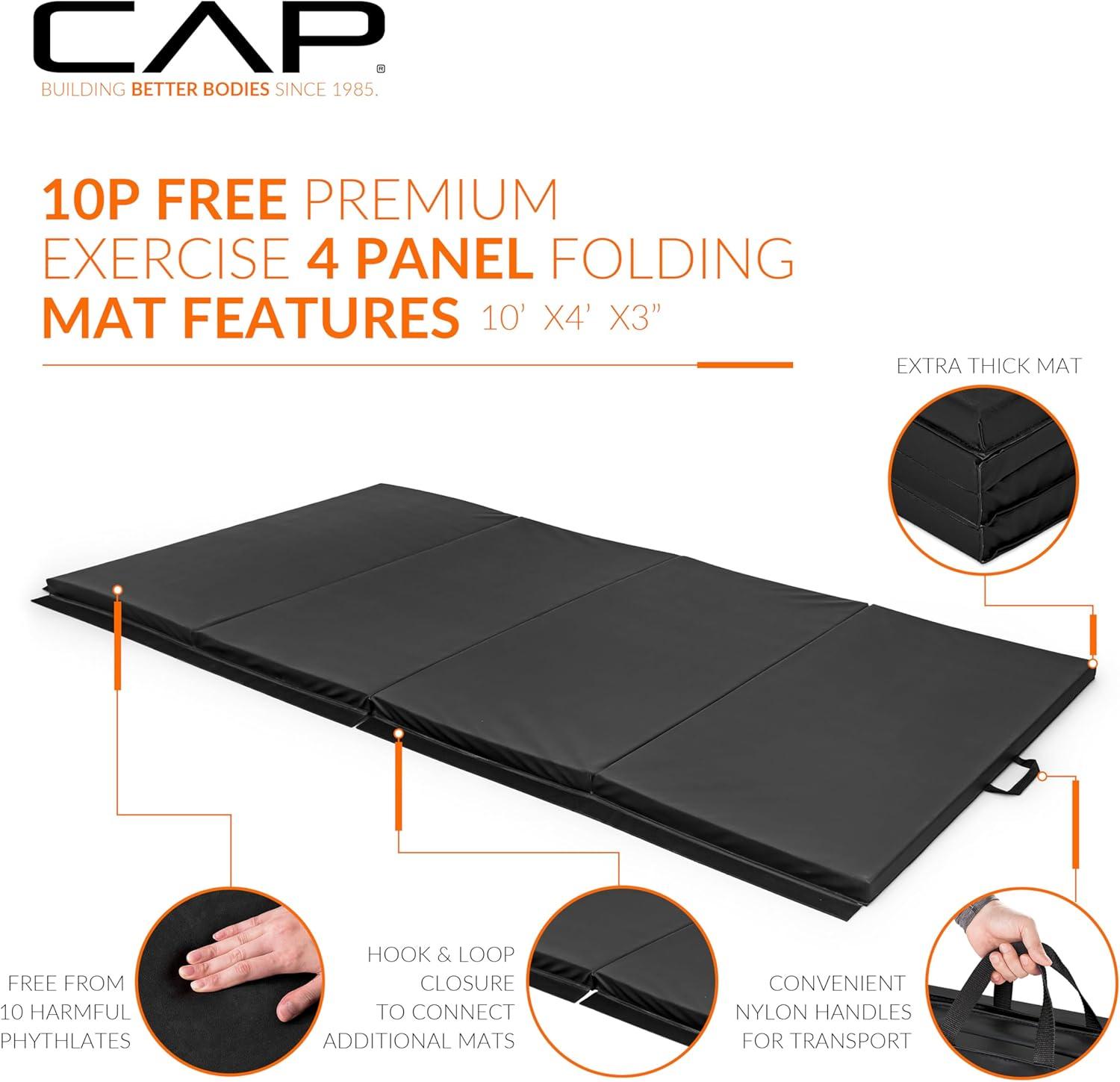 imageCAP Barbell All Purpose Folding Anti Tear Exercise Training Aerobic Fitness Gym ampamp Gymnastics Balance Mat  Multiple colorsBlack