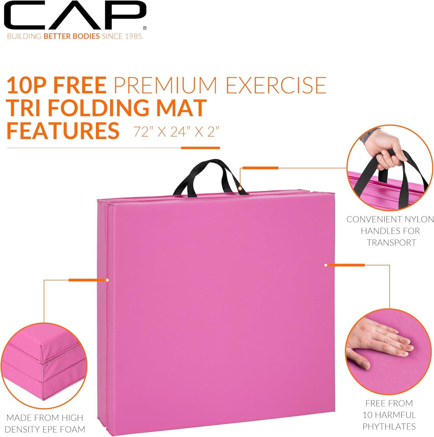 imageCAP Barbell All Purpose Folding Anti Tear Exercise Training Aerobic Fitness Gym ampamp Gymnastics Balance Mat  Multiple colorsPink
