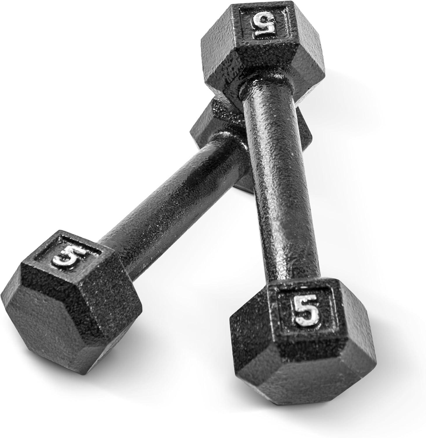 imageCAP Barbell Cast Iron Hex Dumbbell  Multiple OptionsBlack  Pair