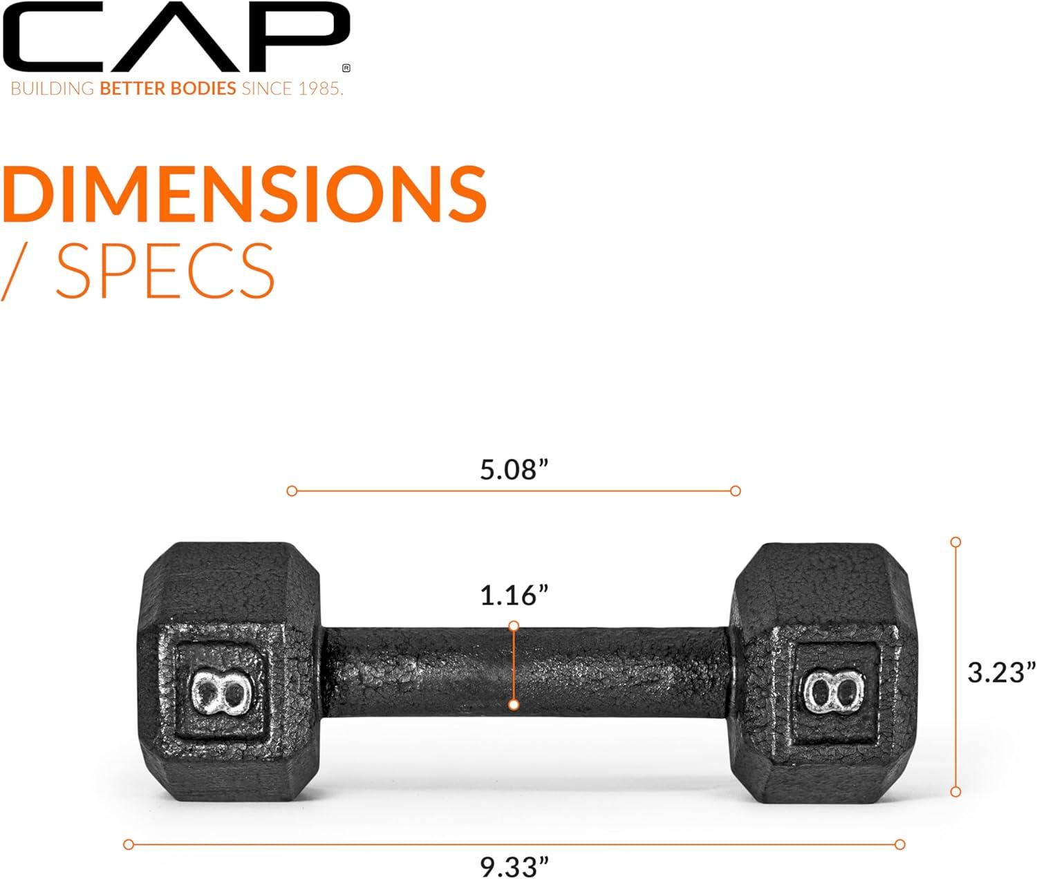 imageCAP Barbell Cast Iron Hex Dumbbell  Multiple OptionsBlack  Pair