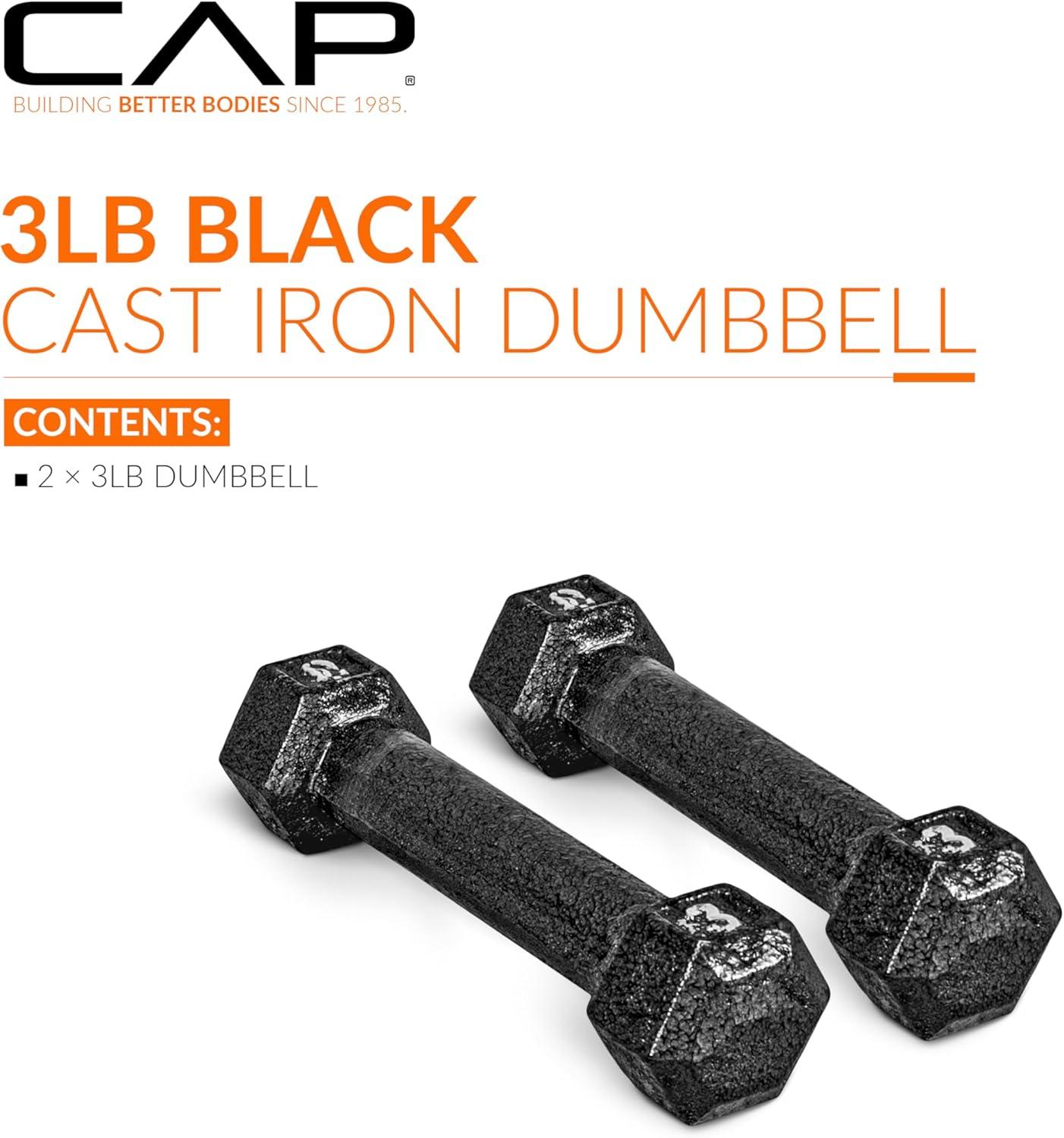 imageCAP Barbell Cast Iron Hex Dumbbell  Multiple OptionsBlack  Pair