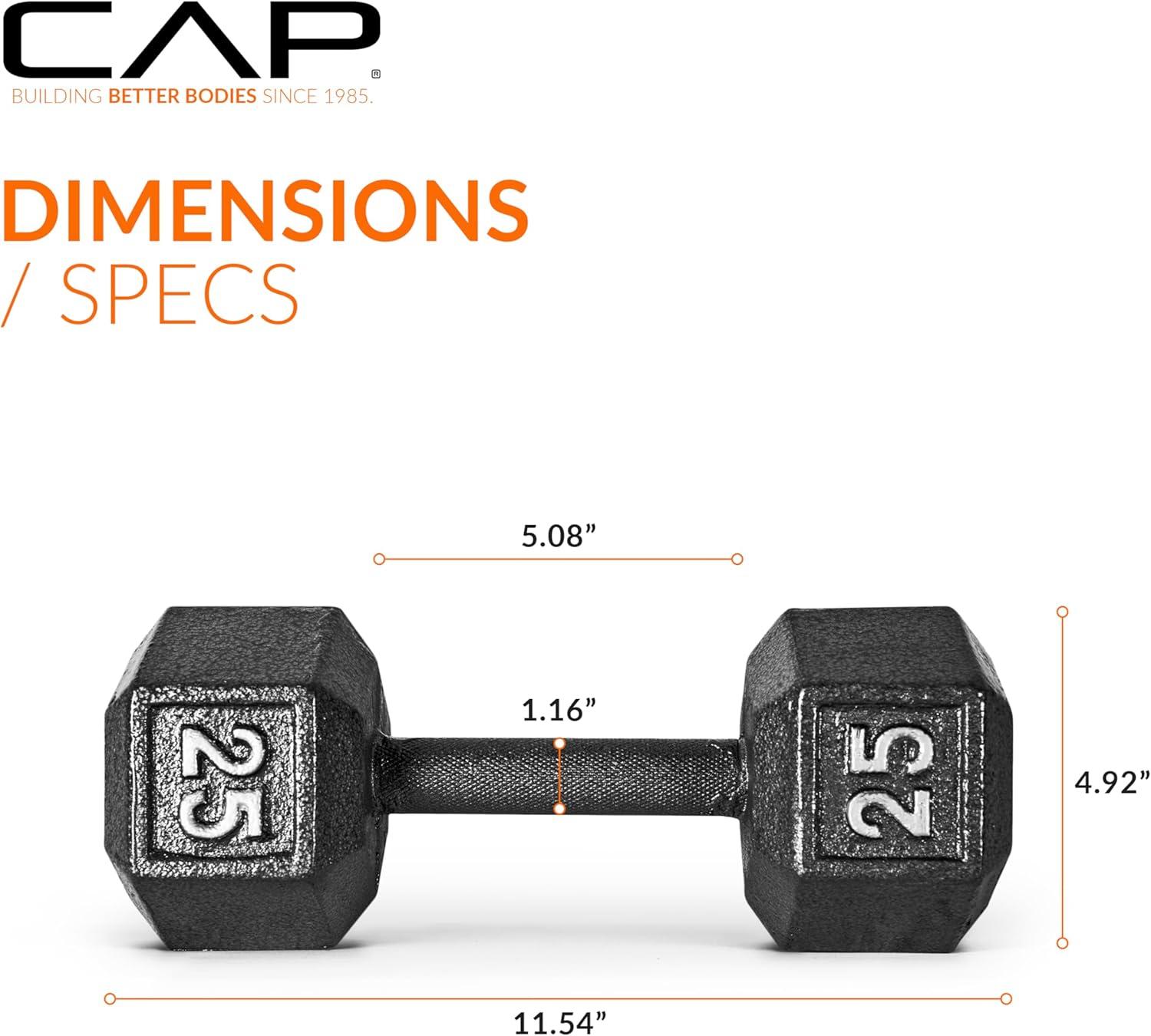 imageCAP Barbell Cast Iron Hex Dumbbell  Multiple OptionsBlack  Pair