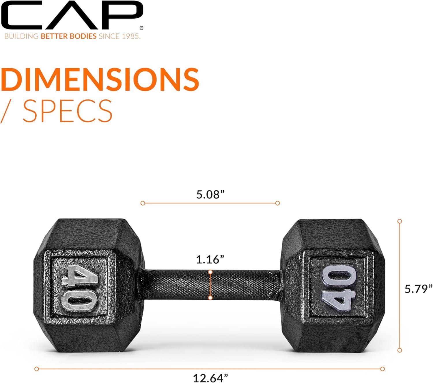 imageCAP Barbell Cast Iron Hex Dumbbell  Multiple OptionsBlack  Pair