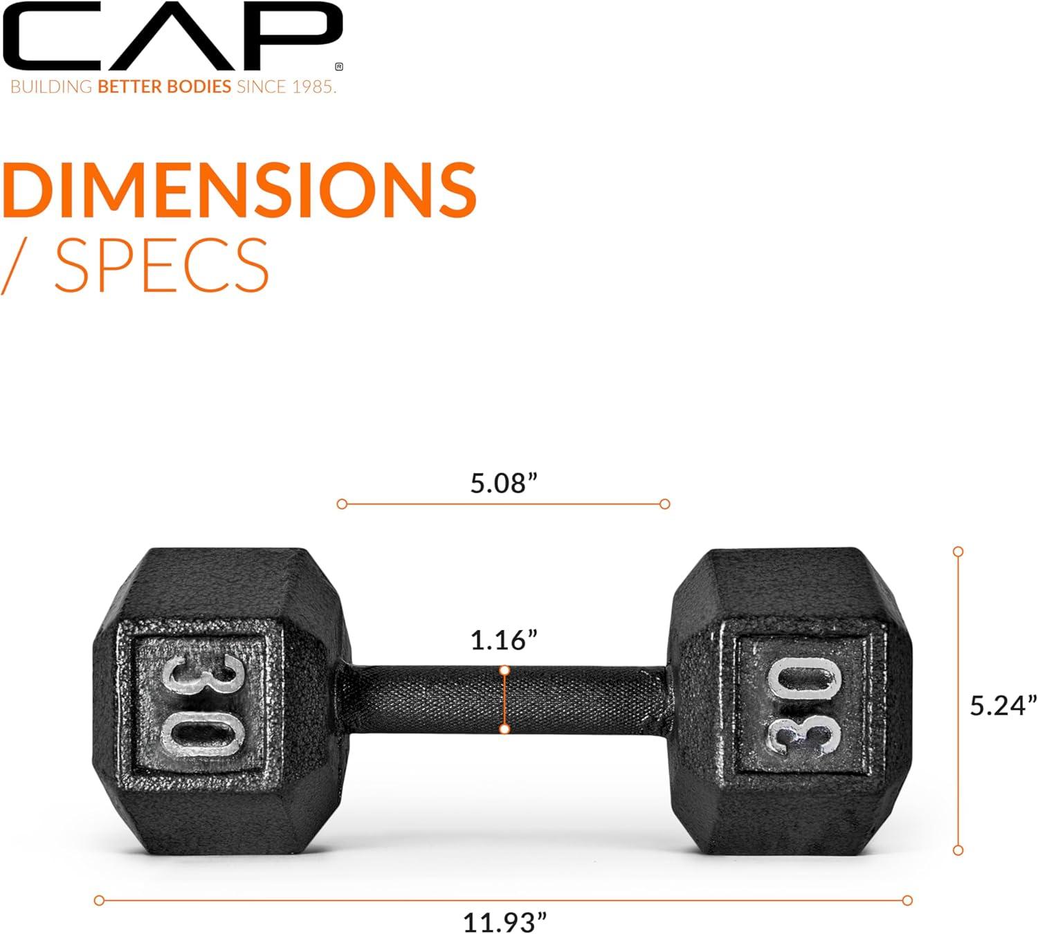imageCAP Barbell Cast Iron Hex Dumbbell  Multiple OptionsBlack  Pair