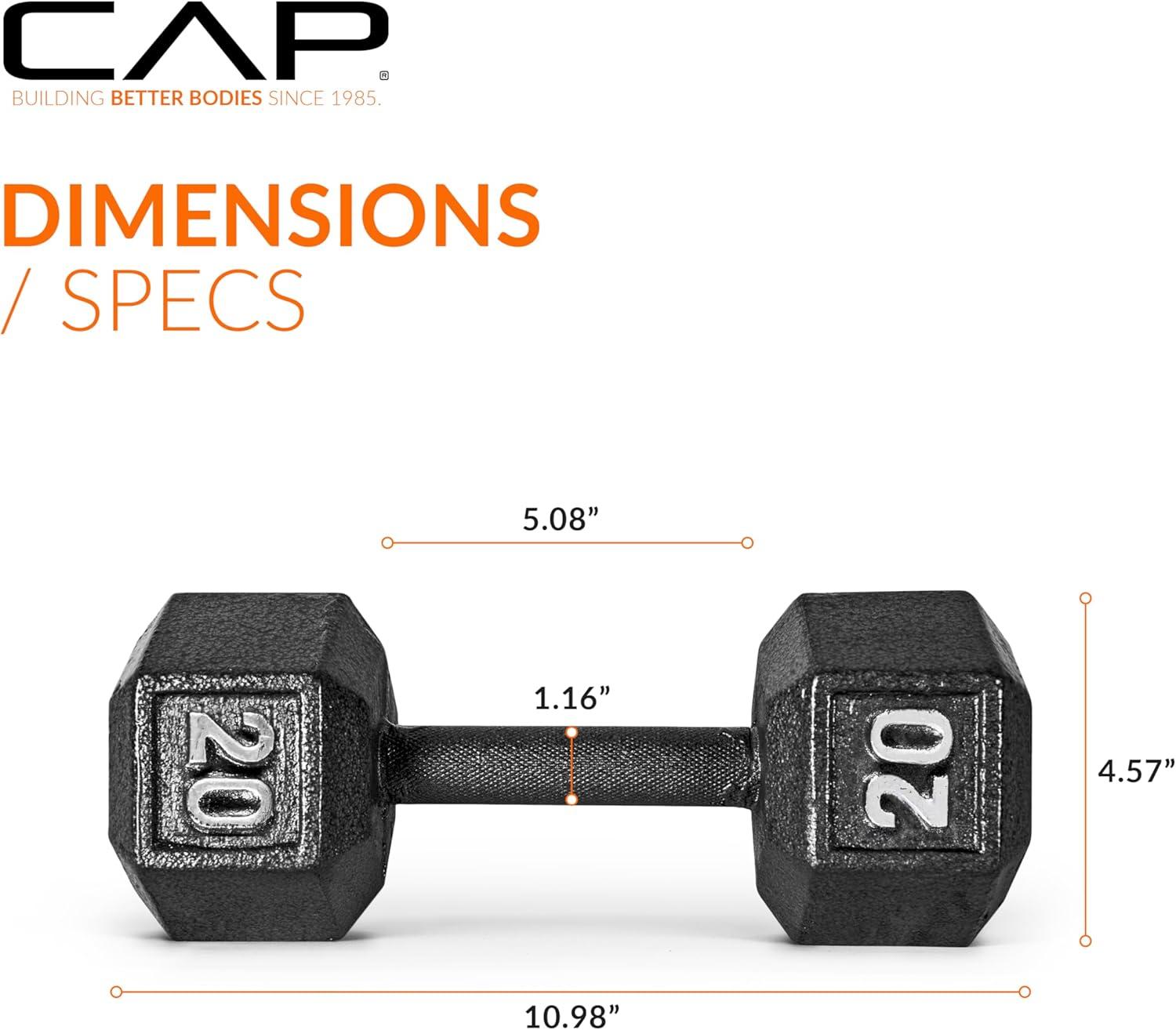 imageCAP Barbell Cast Iron Hex Dumbbell  Multiple OptionsBlack  Pair