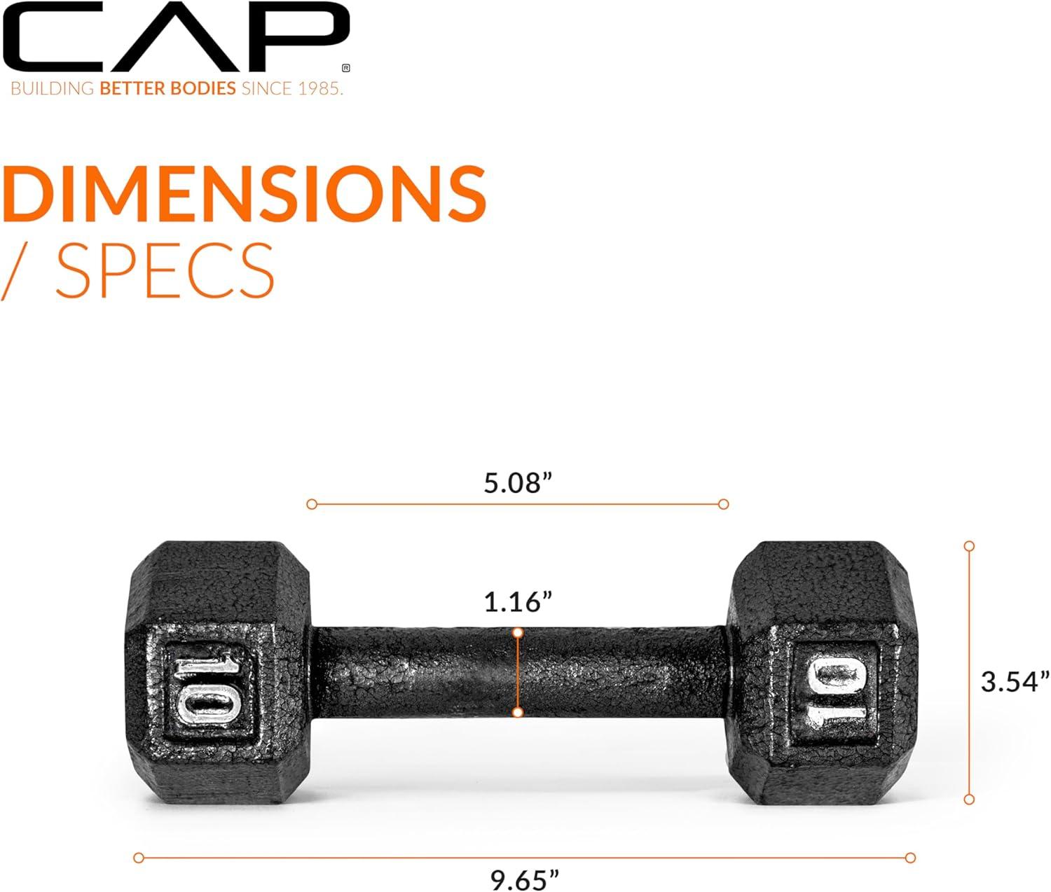 imageCAP Barbell Cast Iron Hex Dumbbell  Multiple OptionsBlack  Pair