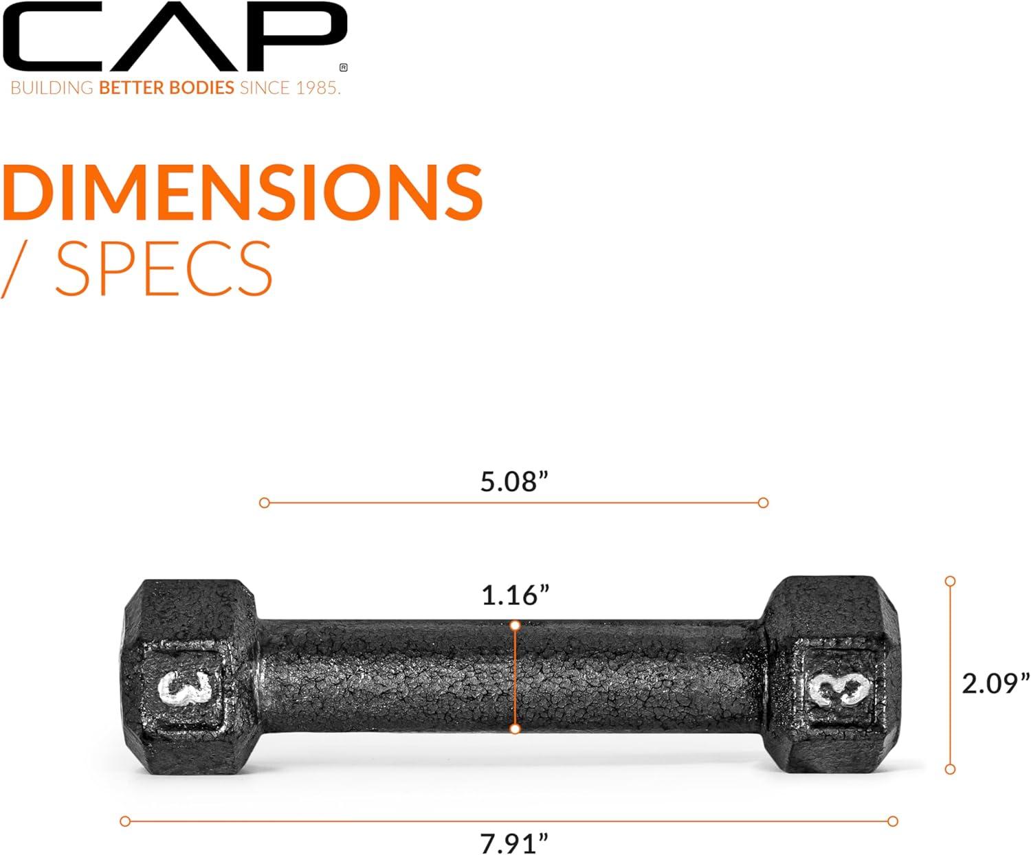 imageCAP Barbell Cast Iron Hex Dumbbell  Multiple OptionsBlack  Pair