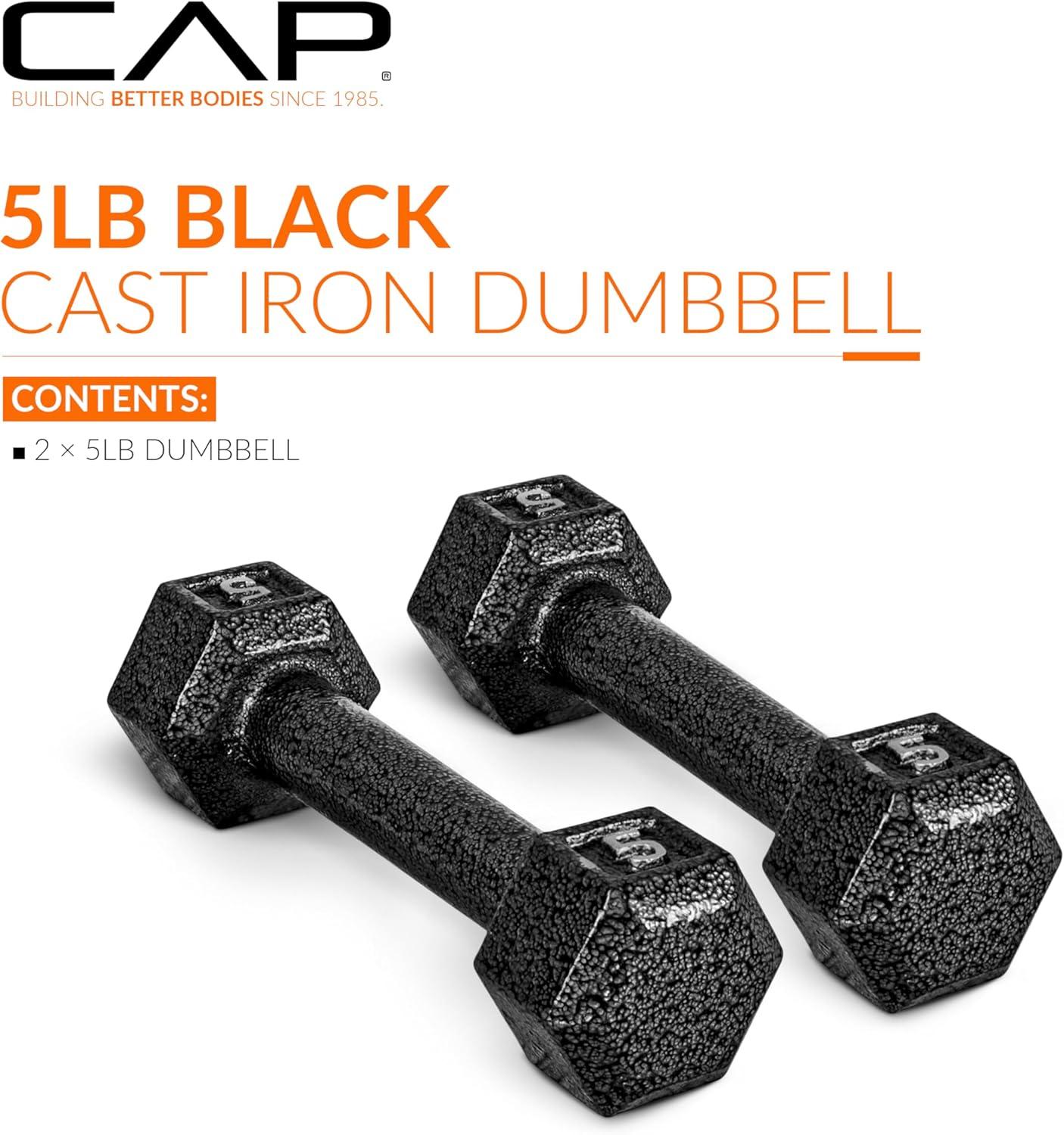 imageCAP Barbell Cast Iron Hex Dumbbell  Multiple OptionsBlack  Pair