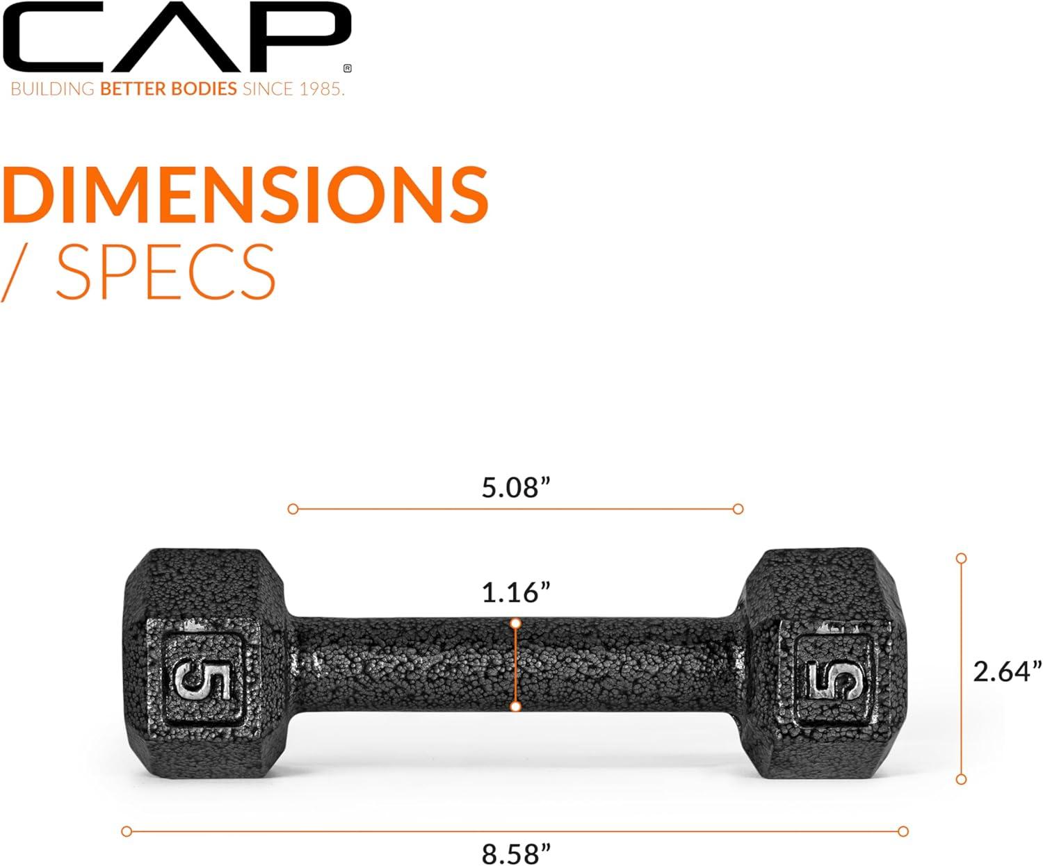 imageCAP Barbell Cast Iron Hex Dumbbell  Multiple OptionsBlack  Pair