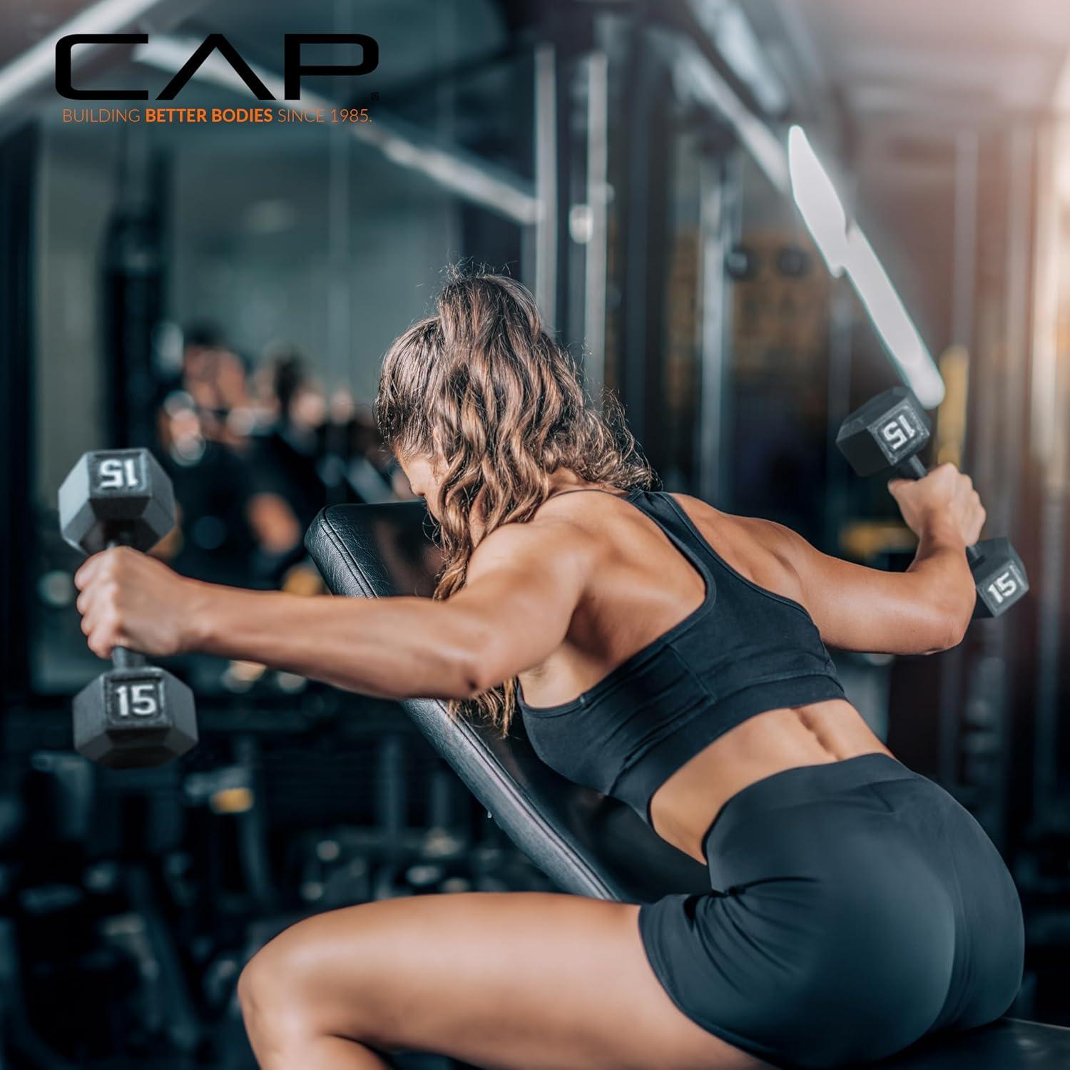 imageCAP Barbell Cast Iron Hex Dumbbell  Multiple OptionsBlack  Pair
