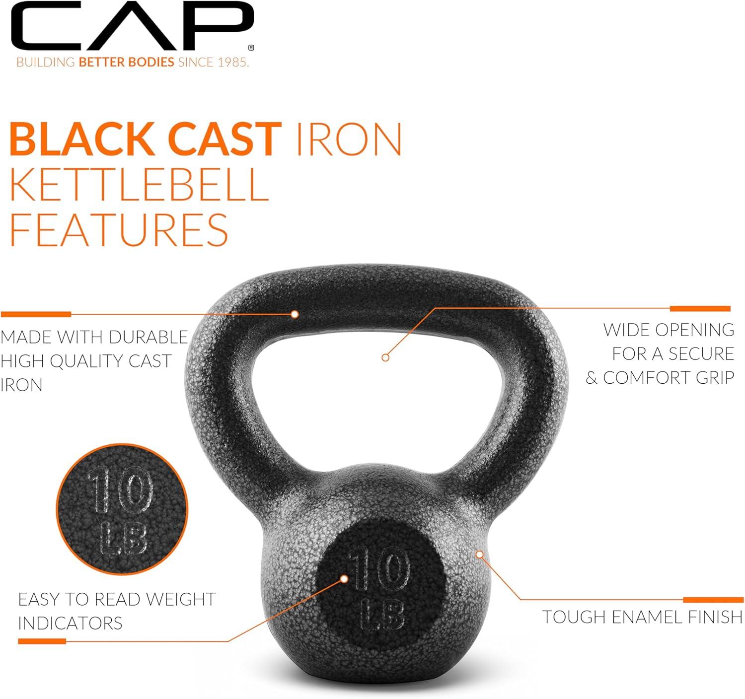 imageCAP Barbell Cast Iron Kettlebell  Coated Options Singles and Sets Multiple Weight Choices100 Pounds