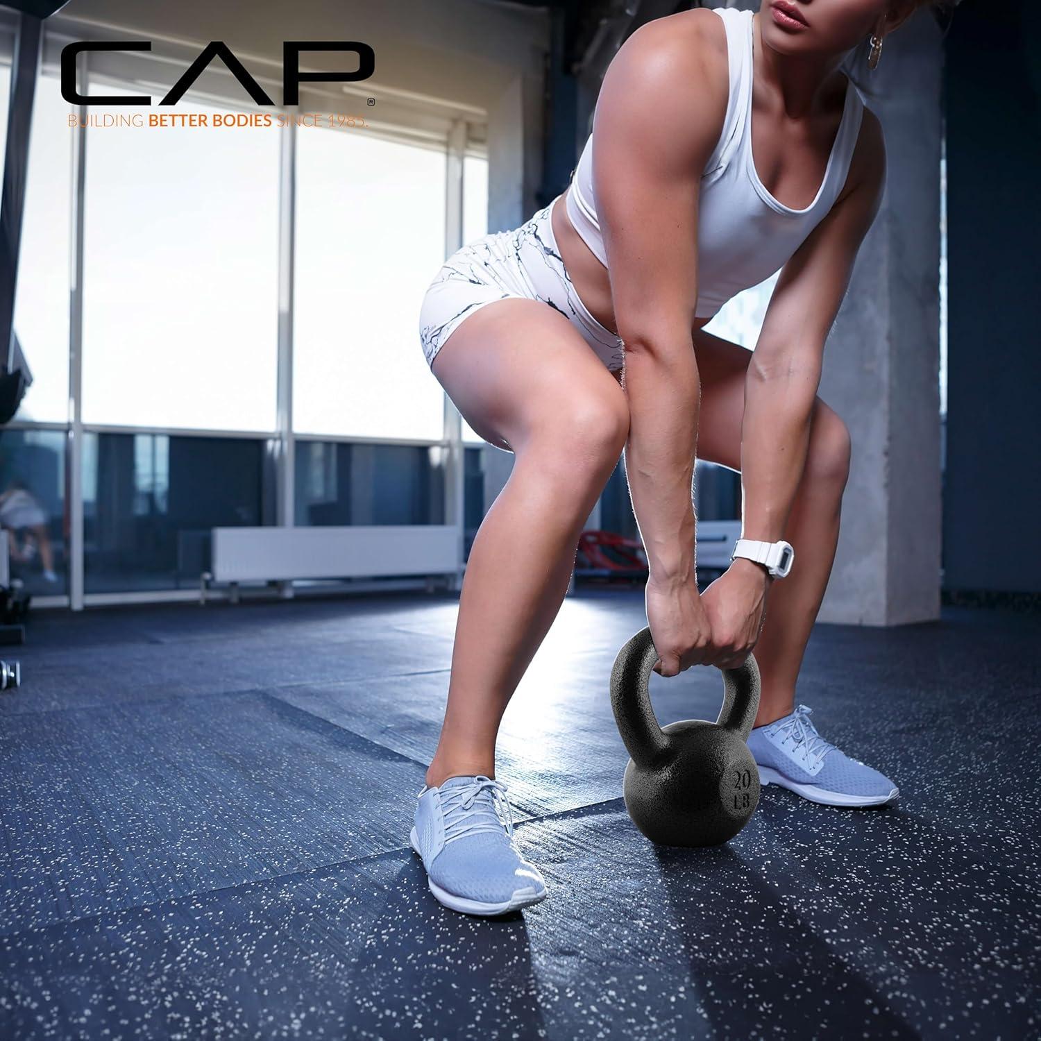 imageCAP Barbell Cast Iron Kettlebell  Coated Options Singles and Sets Multiple Weight Choices15 LB Single