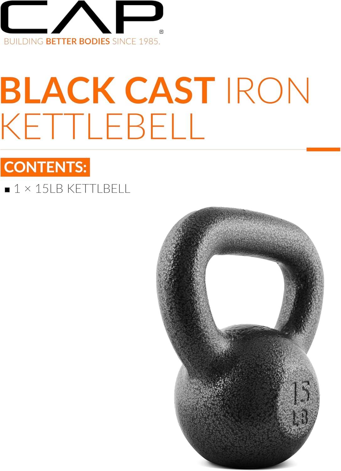 imageCAP Barbell Cast Iron Kettlebell  Coated Options Singles and Sets Multiple Weight Choices15 LB Single