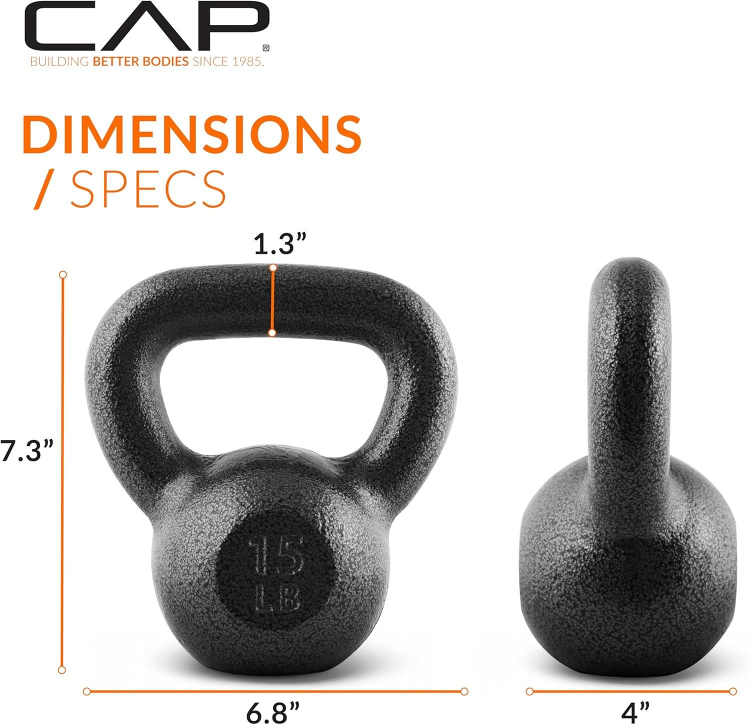 imageCAP Barbell Cast Iron Kettlebell  Coated Options Singles and Sets Multiple Weight Choices15 LB Single