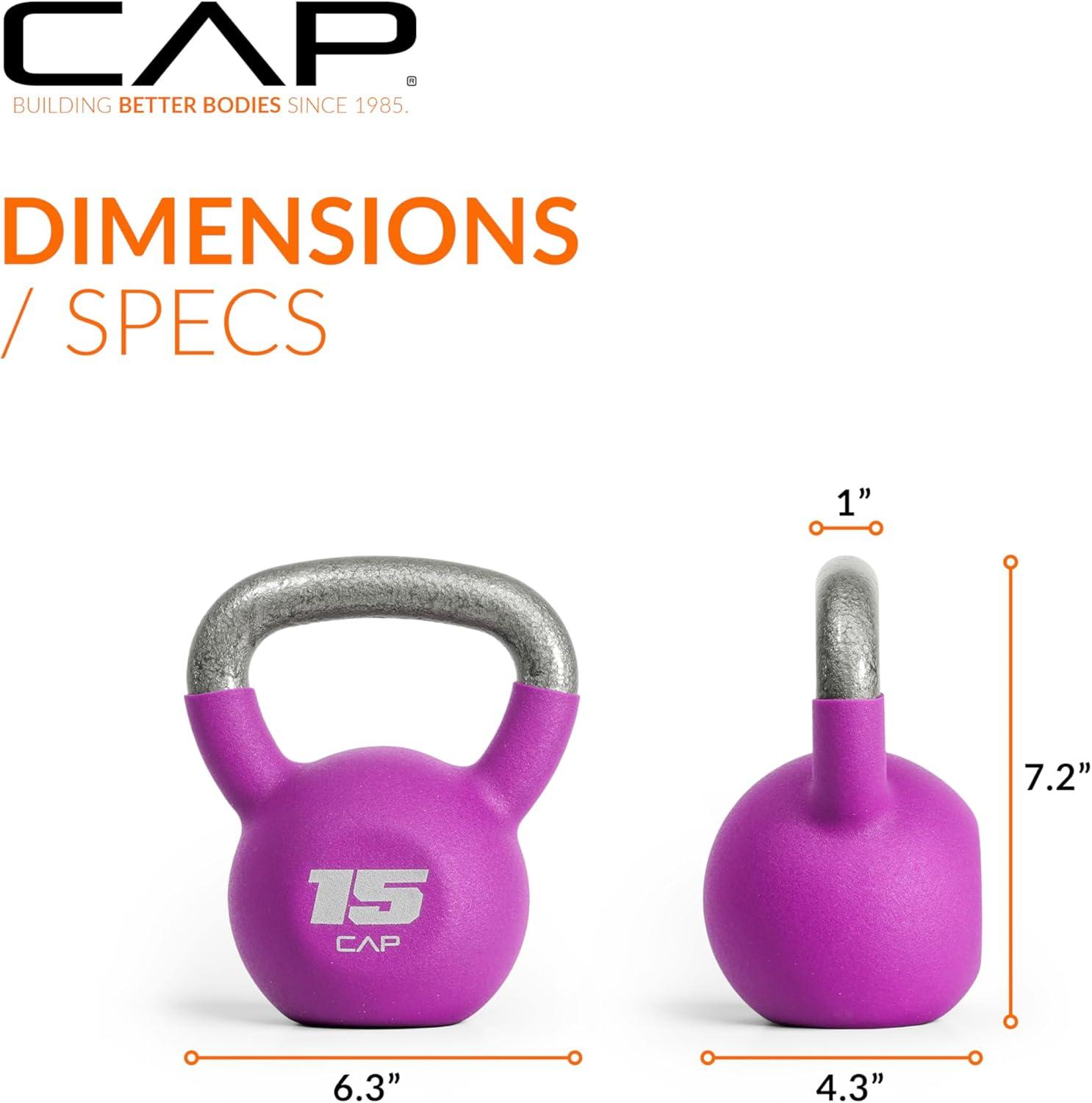 imageCAP Barbell Cast Iron Kettlebell  Coated Options Singles and Sets Multiple Weight Choices15 lb
