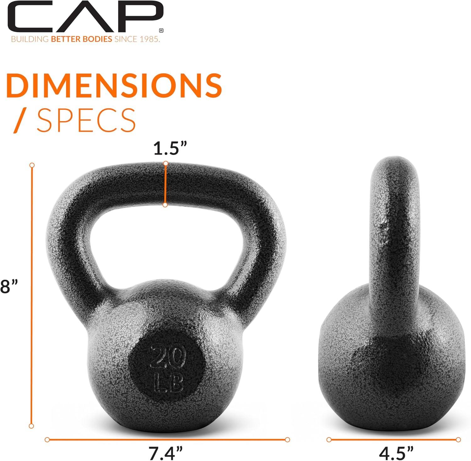 imageCAP Barbell Cast Iron Kettlebell  Coated Options Singles and Sets Multiple Weight Choices20 LB Single