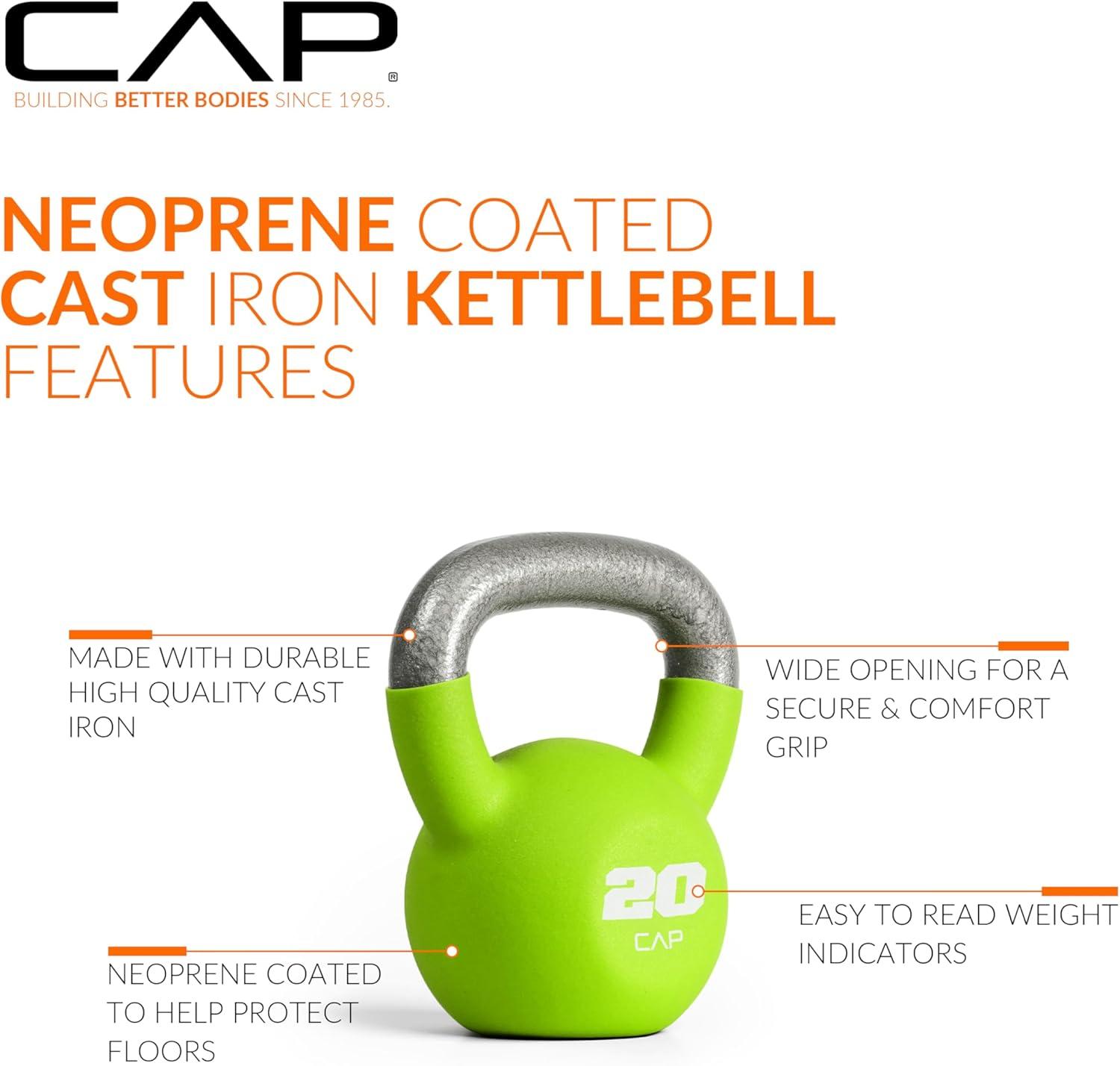 imageCAP Barbell Cast Iron Kettlebell  Coated Options Singles and Sets Multiple Weight Choices20 lb