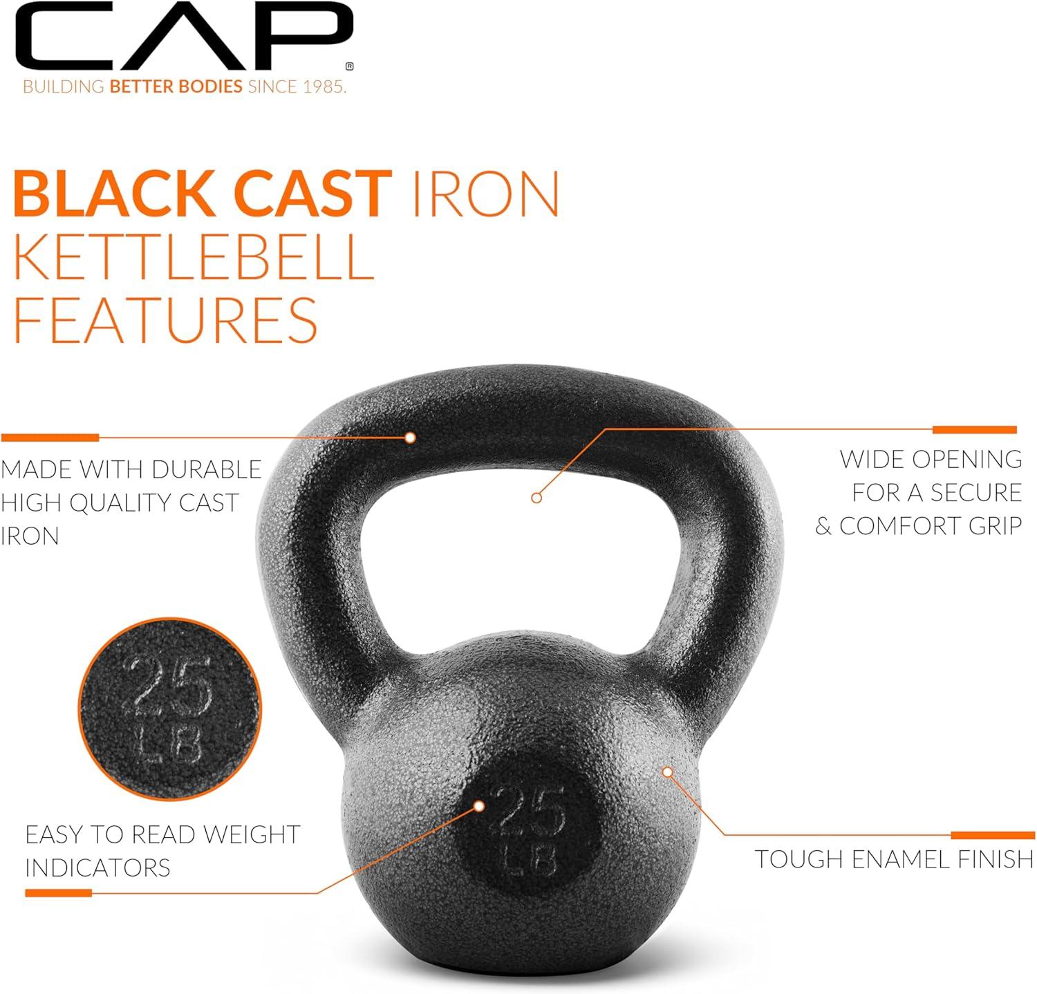 imageCAP Barbell Cast Iron Kettlebell  Coated Options Singles and Sets Multiple Weight Choices25 lb