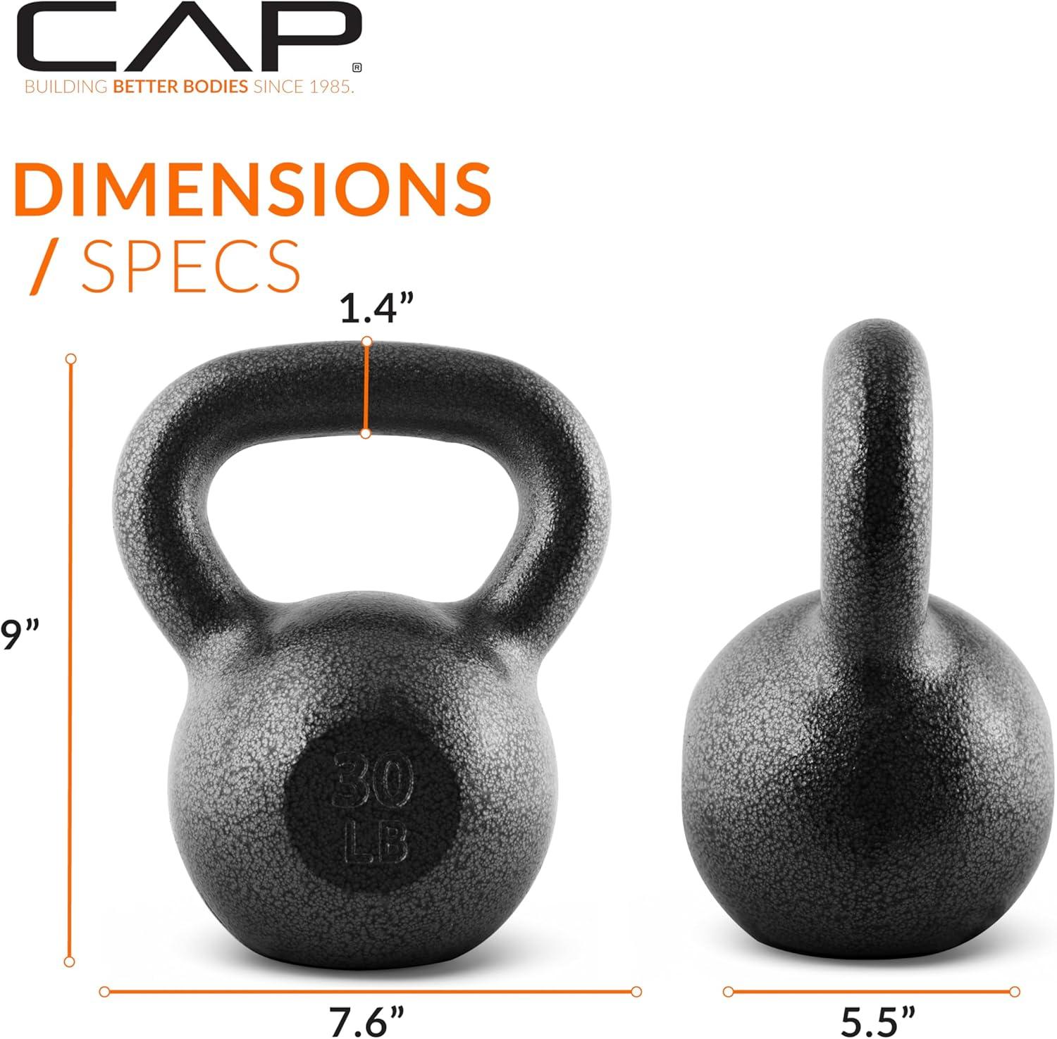 imageCAP Barbell Cast Iron Kettlebell  Coated Options Singles and Sets Multiple Weight Choices30 lb