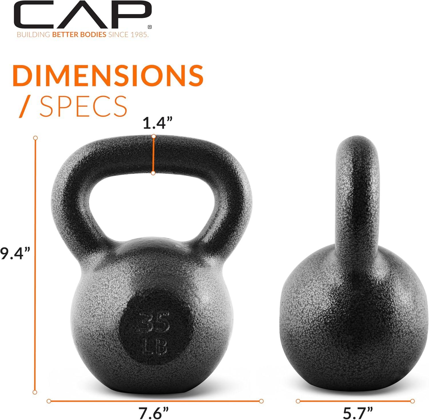 imageCAP Barbell Cast Iron Kettlebell  Coated Options Singles and Sets Multiple Weight Choices35 LB Single