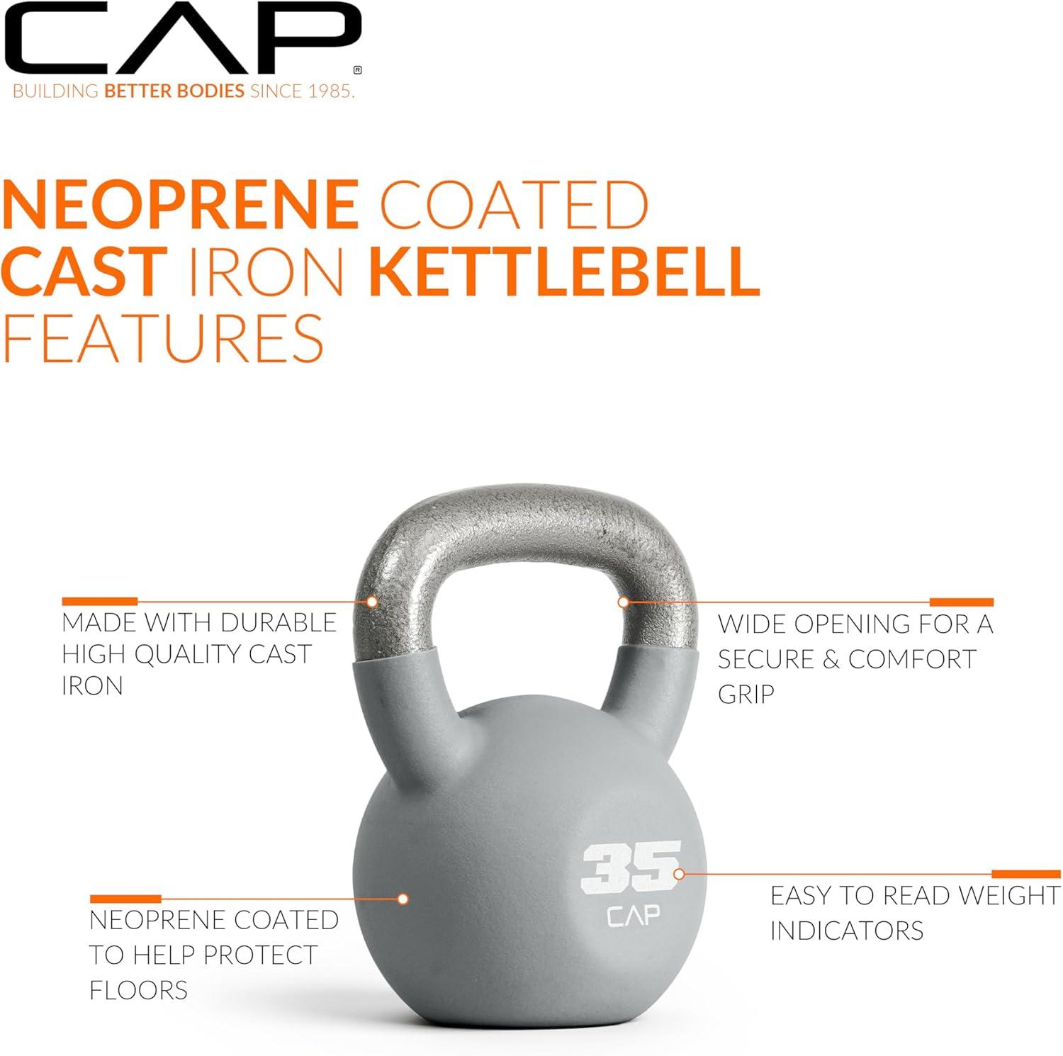 imageCAP Barbell Cast Iron Kettlebell  Coated Options Singles and Sets Multiple Weight Choices35 lb