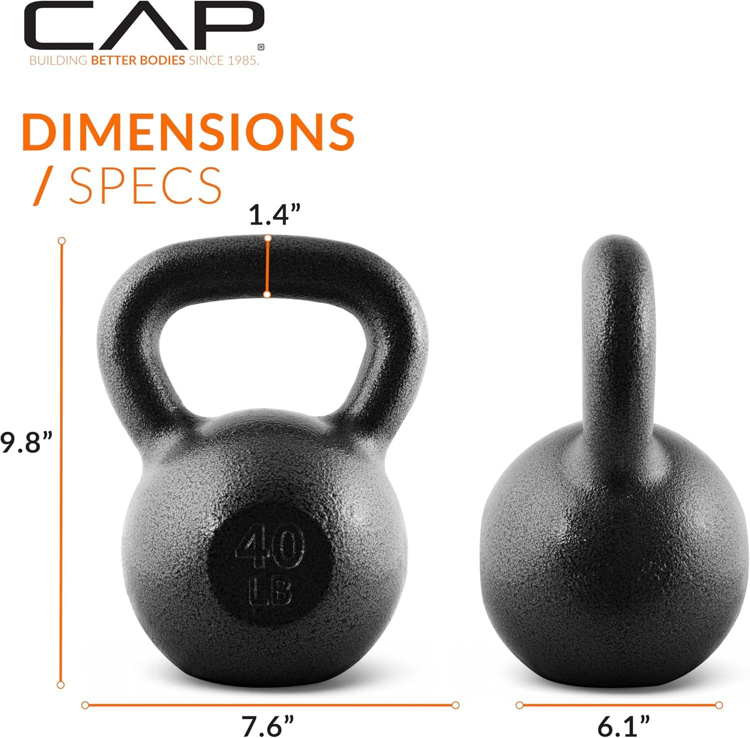 imageCAP Barbell Cast Iron Kettlebell  Coated Options Singles and Sets Multiple Weight Choices40 lb