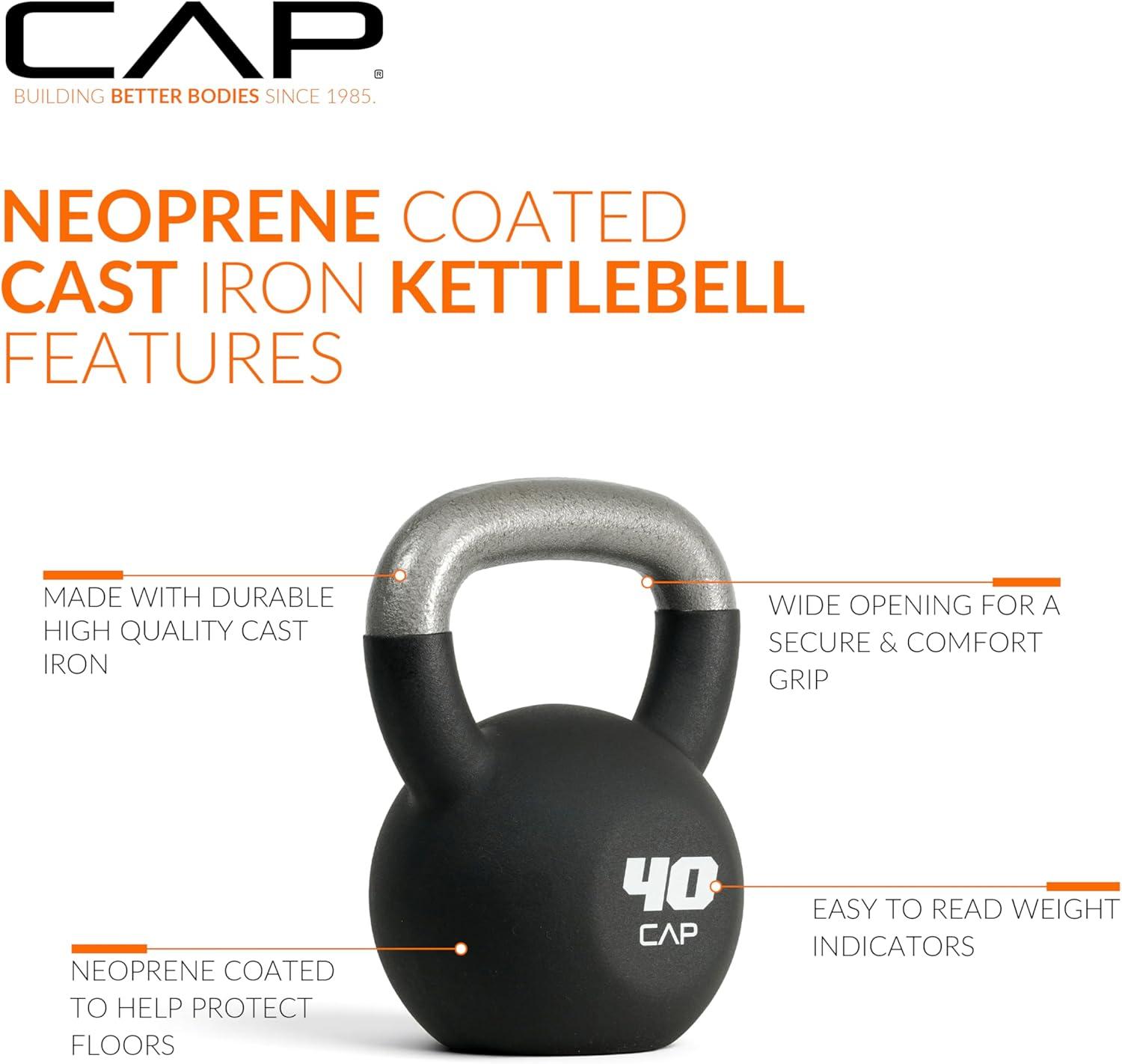 imageCAP Barbell Cast Iron Kettlebell  Coated Options Singles and Sets Multiple Weight Choices40 lb