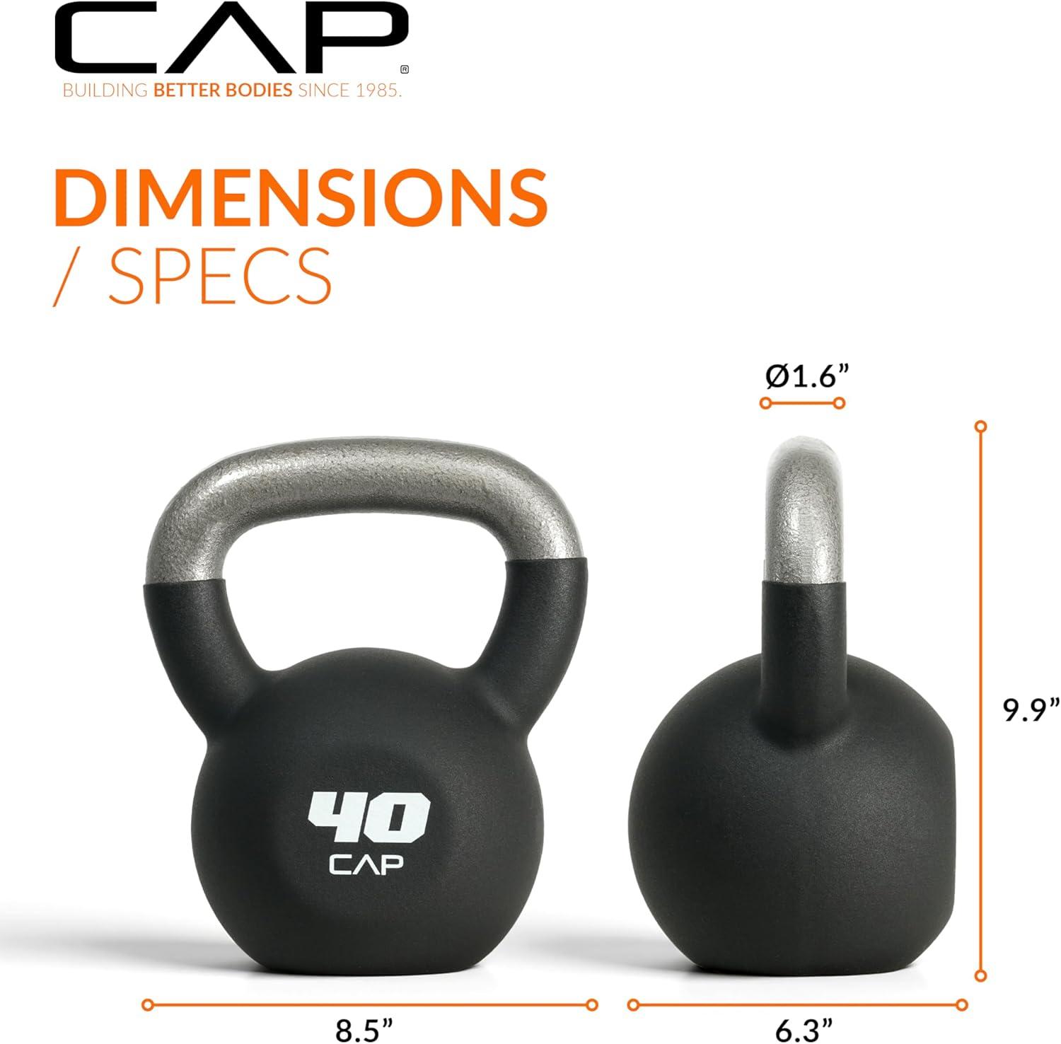 imageCAP Barbell Cast Iron Kettlebell  Coated Options Singles and Sets Multiple Weight Choices40 lb