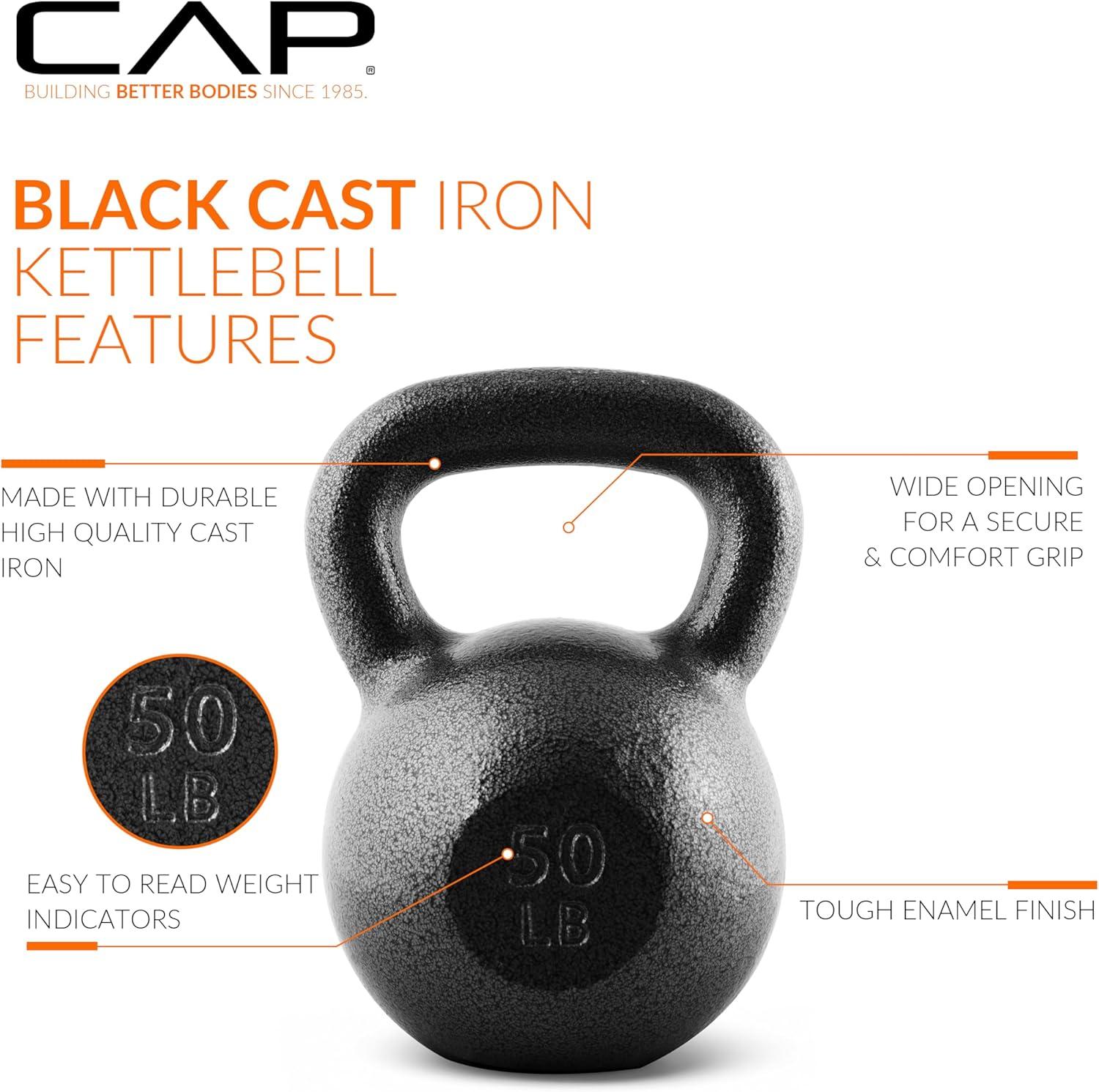 imageCAP Barbell Cast Iron Kettlebell  Coated Options Singles and Sets Multiple Weight Choices50 lb