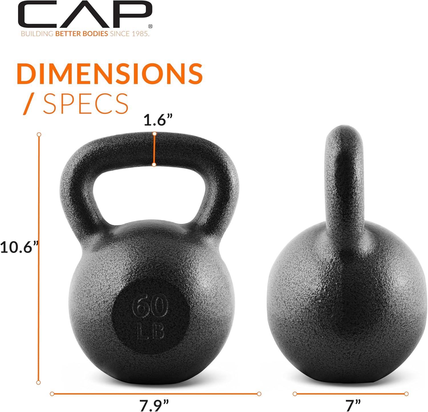 imageCAP Barbell Cast Iron Kettlebell  Coated Options Singles and Sets Multiple Weight Choices600 Pounds
