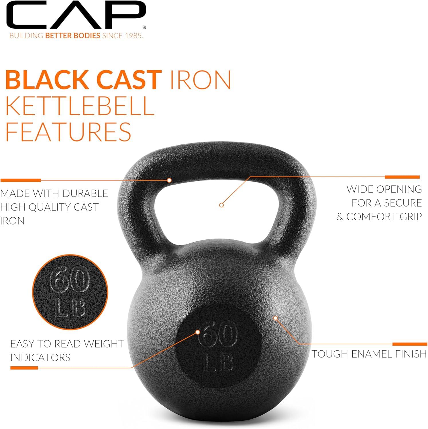 imageCAP Barbell Cast Iron Kettlebell  Coated Options Singles and Sets Multiple Weight Choices600 Pounds